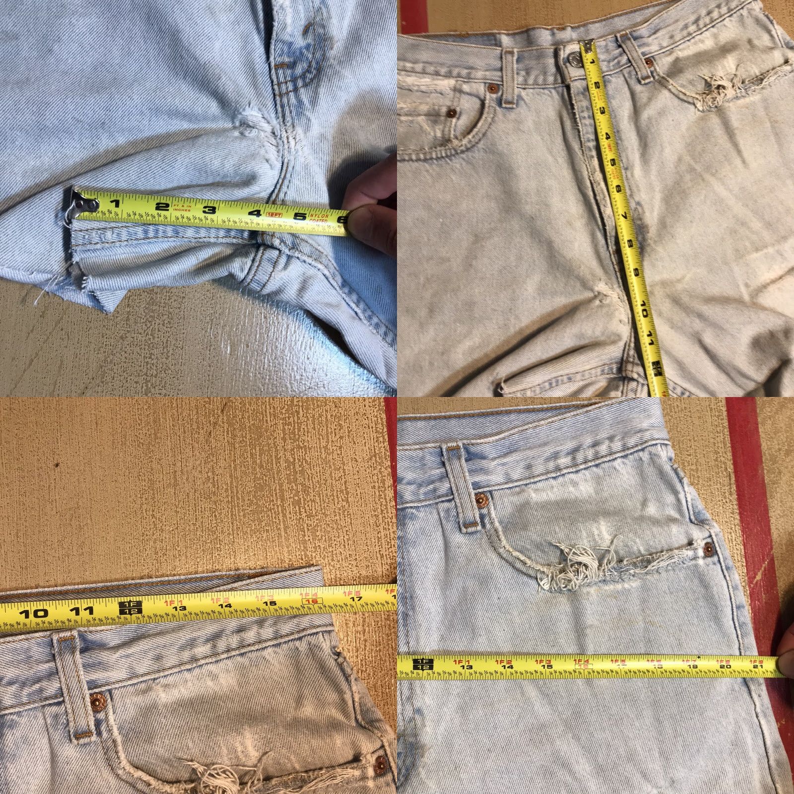Levi's VINTAGE Levi's 550 Shorts Womens 32 Denim Cut-Off 90s Distressed Blue Jeans USA 5-Pocket Womens Mens Size 24" / US 00 / IT 34 - 9 Thumbnail