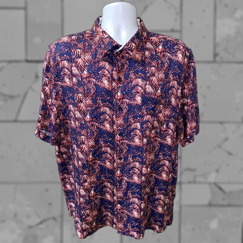 Nat Nast Nat Nast Shirt Mens XL Silk Rayon Short Sleeve Button Up Blue Red Graphic Pattern casual Size US XL / EU 56 / 4 - 1 Thumbnail
