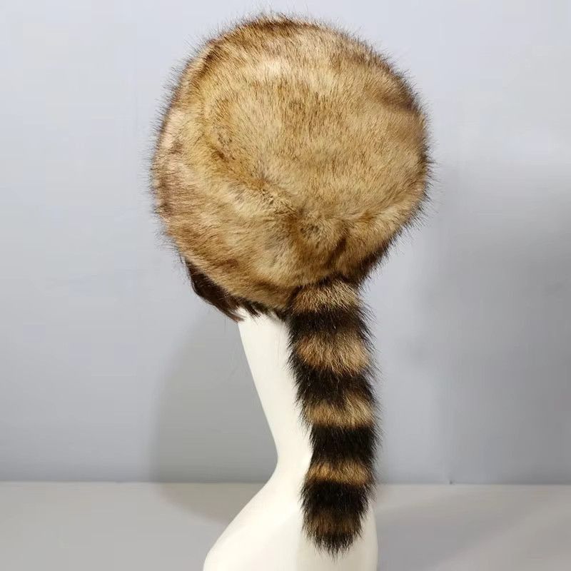 Japanese Brand × Vintage Russian Style Plush Fur Hat – Warm Winter Unisex Flat Top Size ONE SIZE - 2 Thumbnail