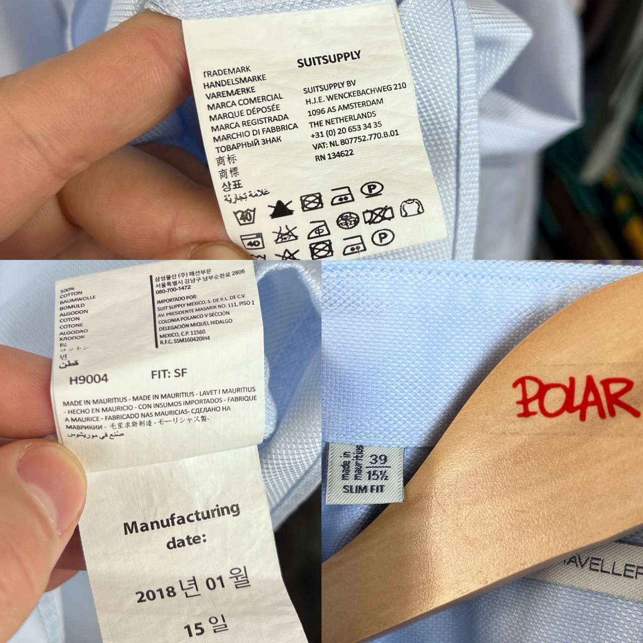 Designer × Suitsupply Suitsupply Traveller Slim Fit Button UP Shirt Size IT39/15.5 Size US L / EU 52-54 / 3 - 9 Thumbnail