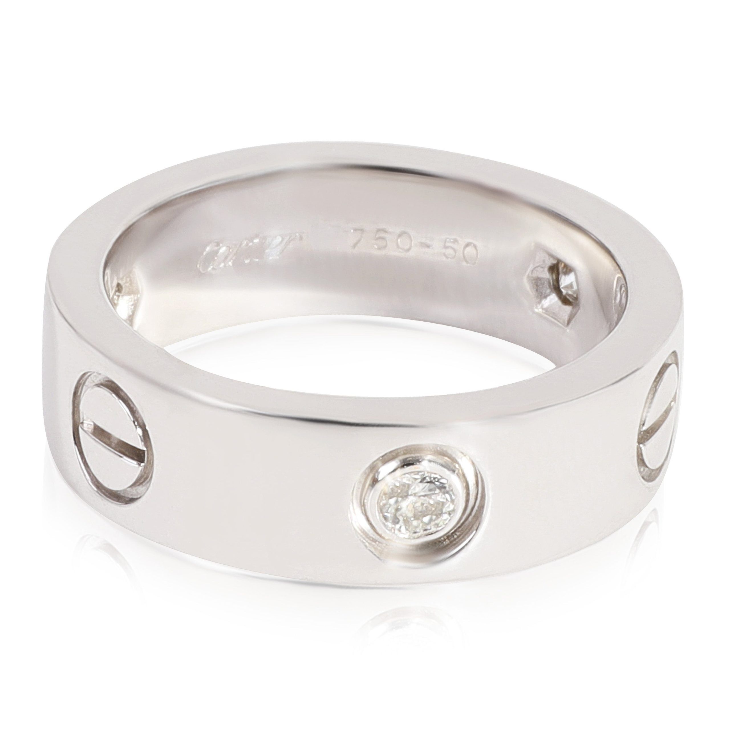 image of Cartier Love Diamond Ring In 18K White Gold 0.22 Ctw, Women's