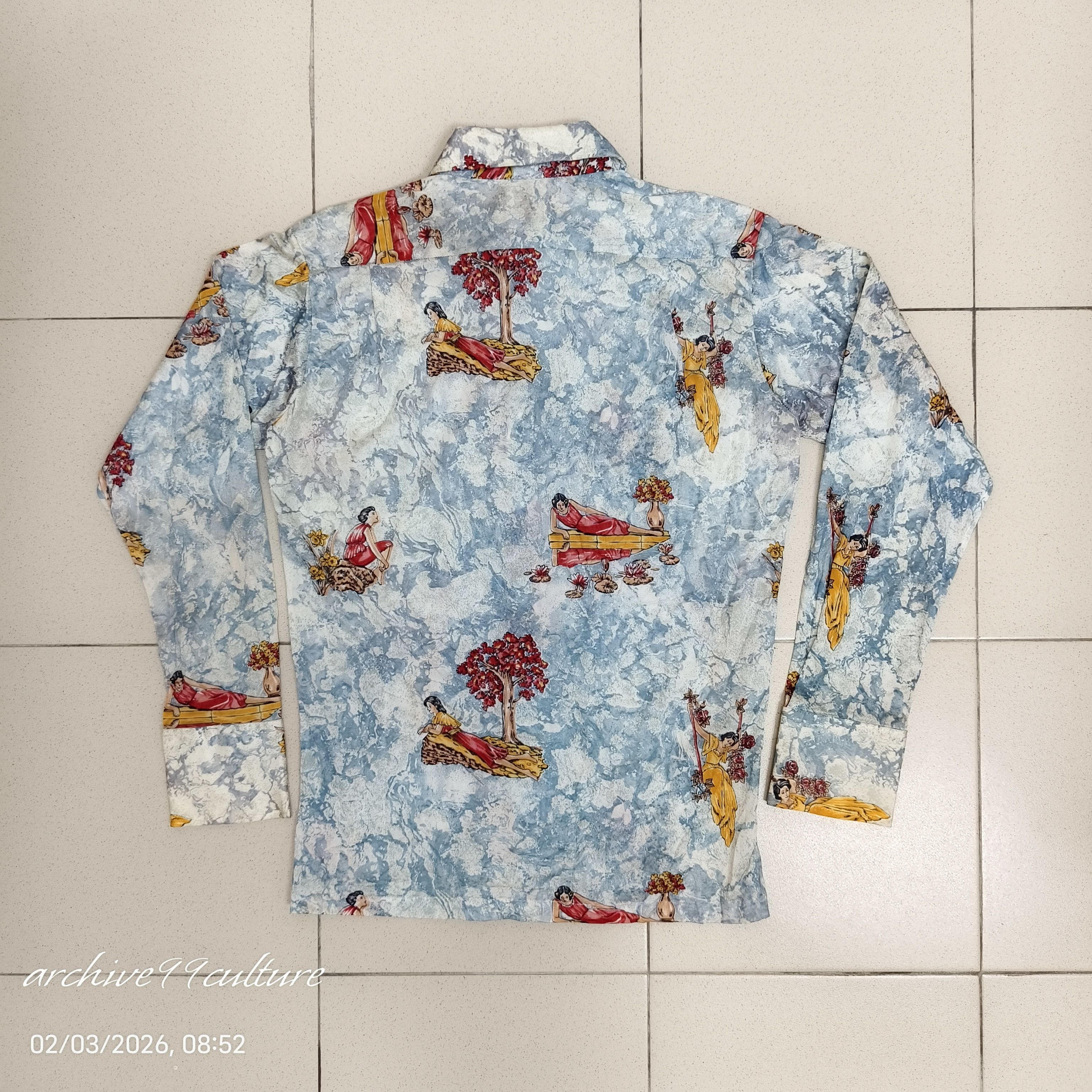 Vintage 70s Monzini by Monticello Novelty Print Disco shirt