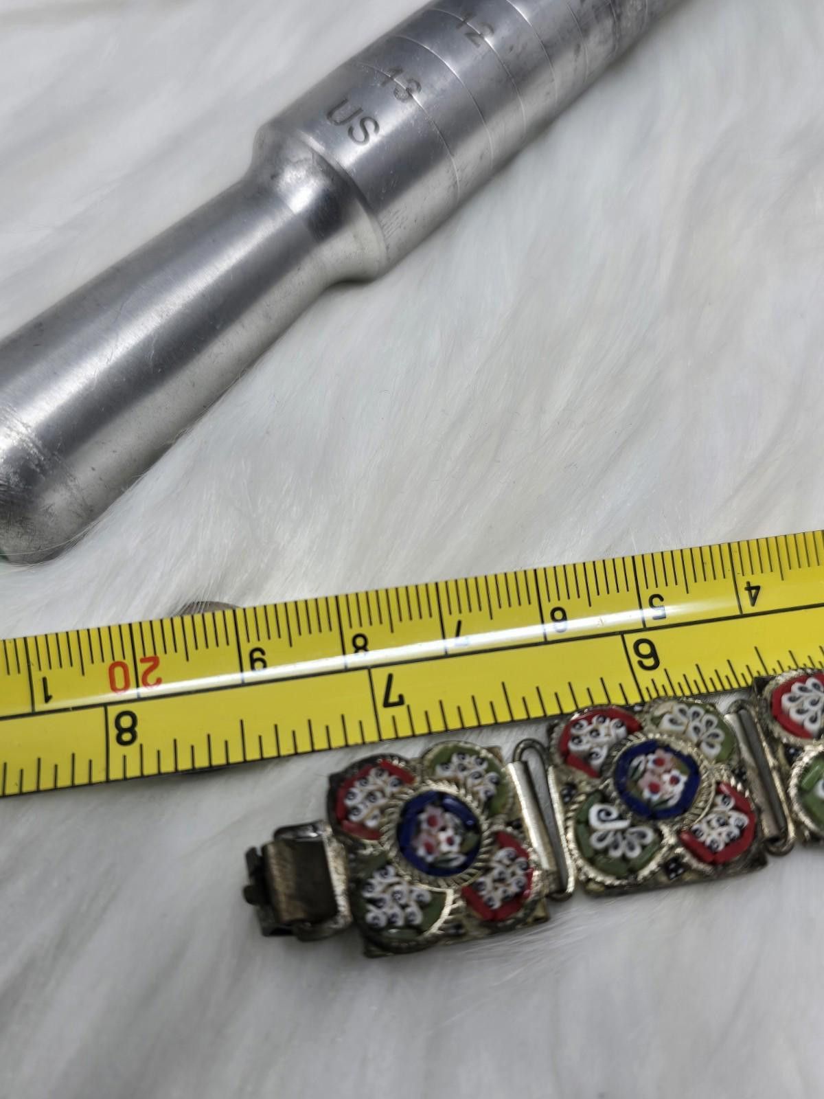 Other Vintage Italian Micro Mosaic Floral Panel Link Bracelet 7.5" Size ONE SIZE - 3 Thumbnail