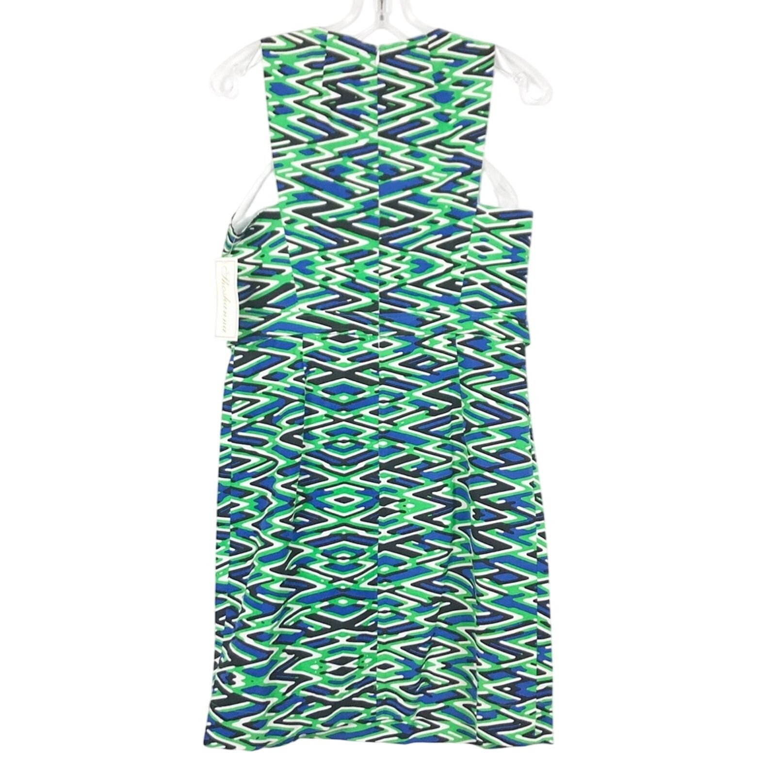 Other Shoshanna Silk Zig Zag Green Sheath Dress sz 8 Size M / US 6-8 / IT 42-44 - 3 Thumbnail