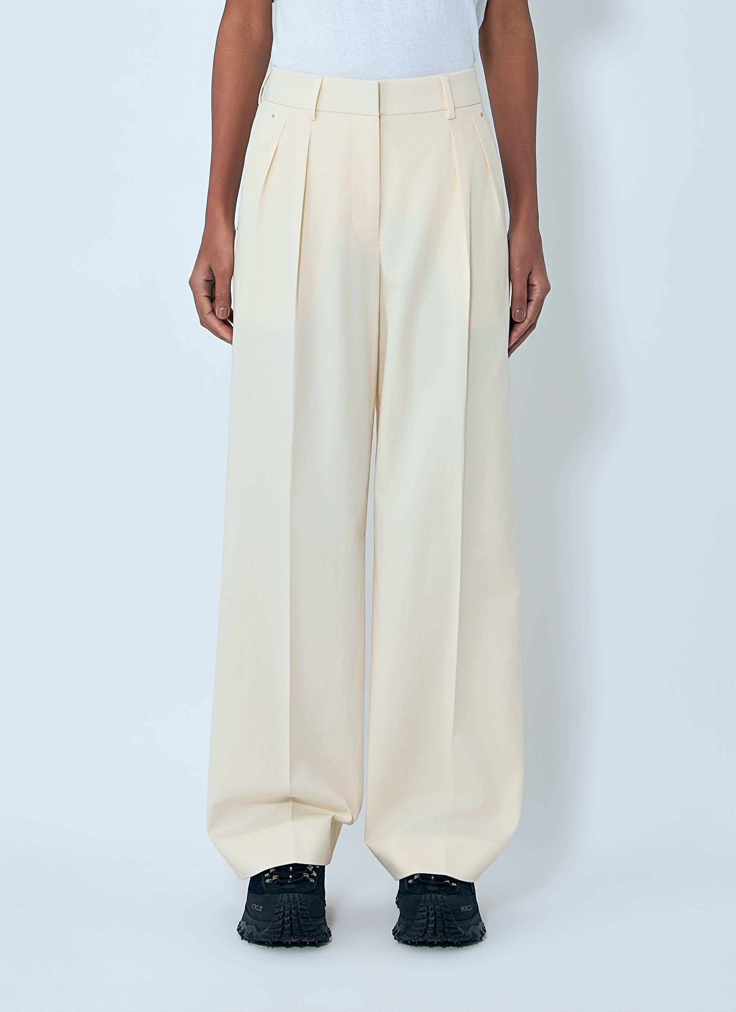 Moncler Cotton Gabardine Wide-Leg Tailored Pants Size 30" / US 8 / IT 44 - 1 Thumbnail