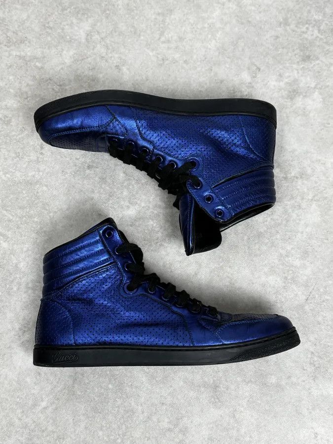 Gucci Gucci Electric Blue High Leather Sneakers Size US 8.5 / EU 41-42 - 2 Thumbnail