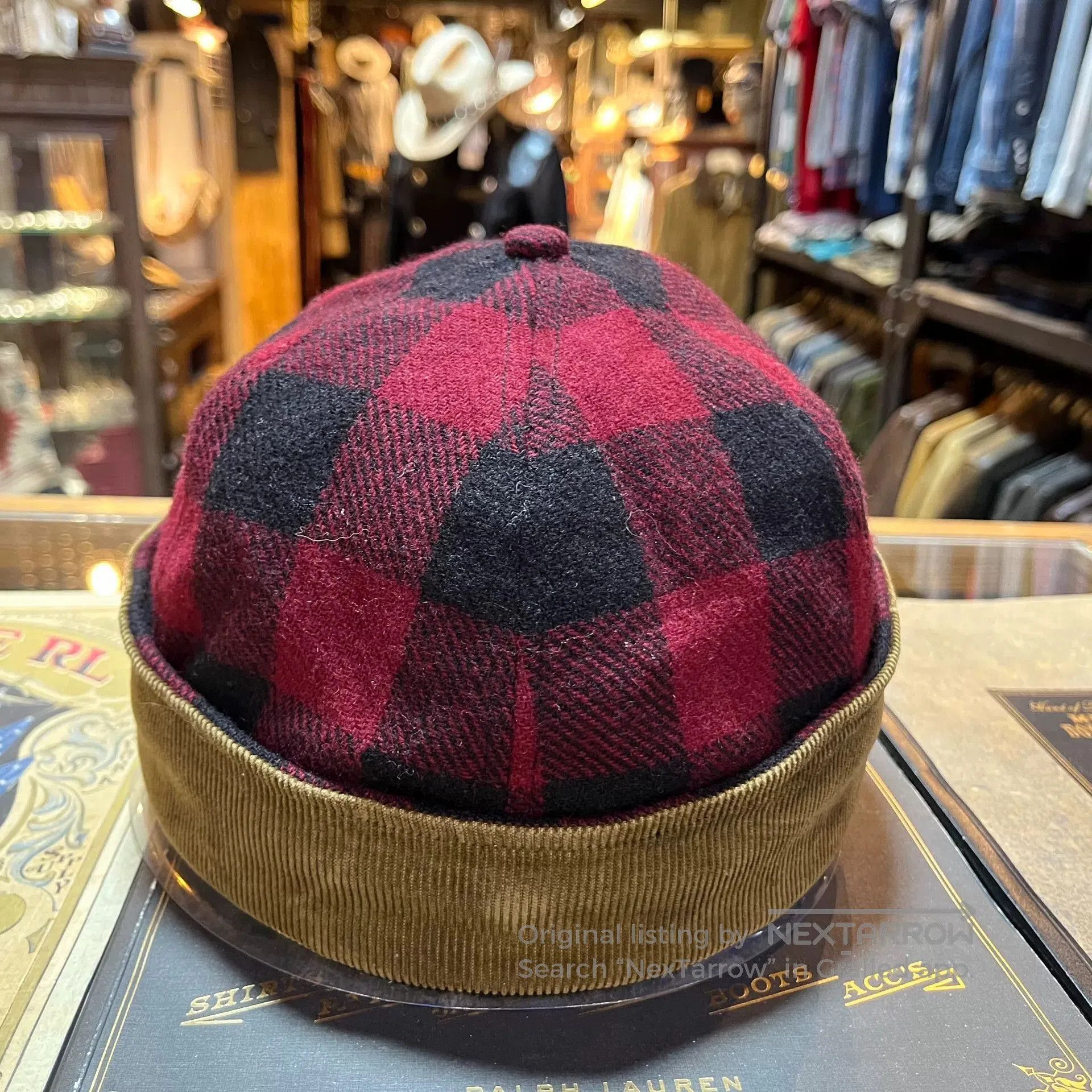 RRL Ralph Lauren red and black plaid RRL cap. Size ONE SIZE - 4 Thumbnail