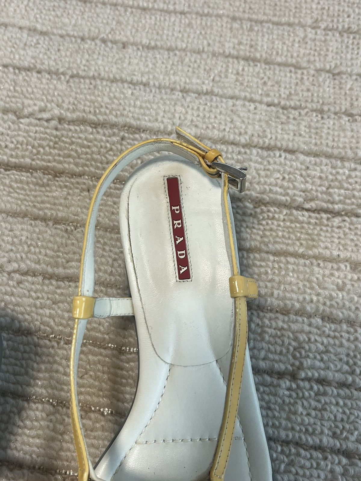 Prada Prada yellow kitten heel with silver plate Size US 6 / IT 36 - 8 Thumbnail