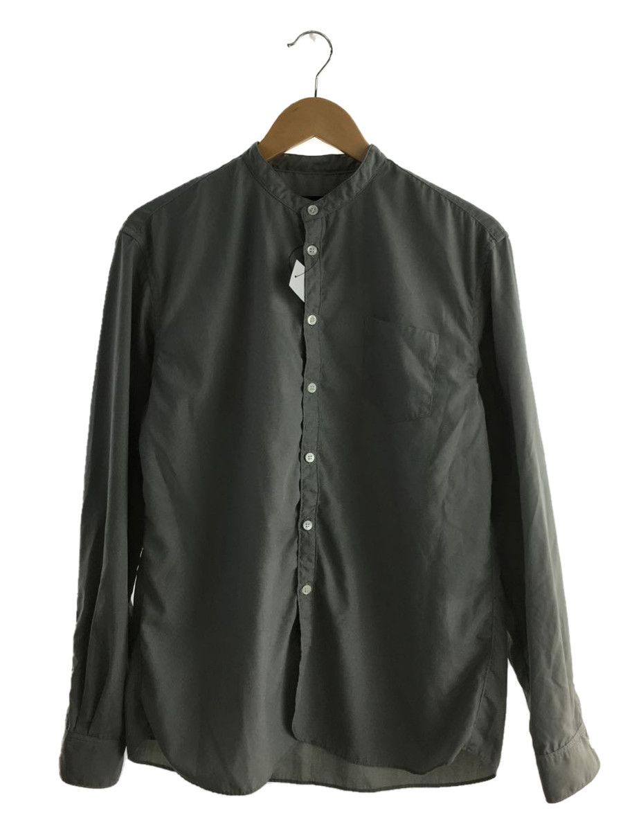 Shirt Long sleeve Polyester Collarless Button Up Plain Gray