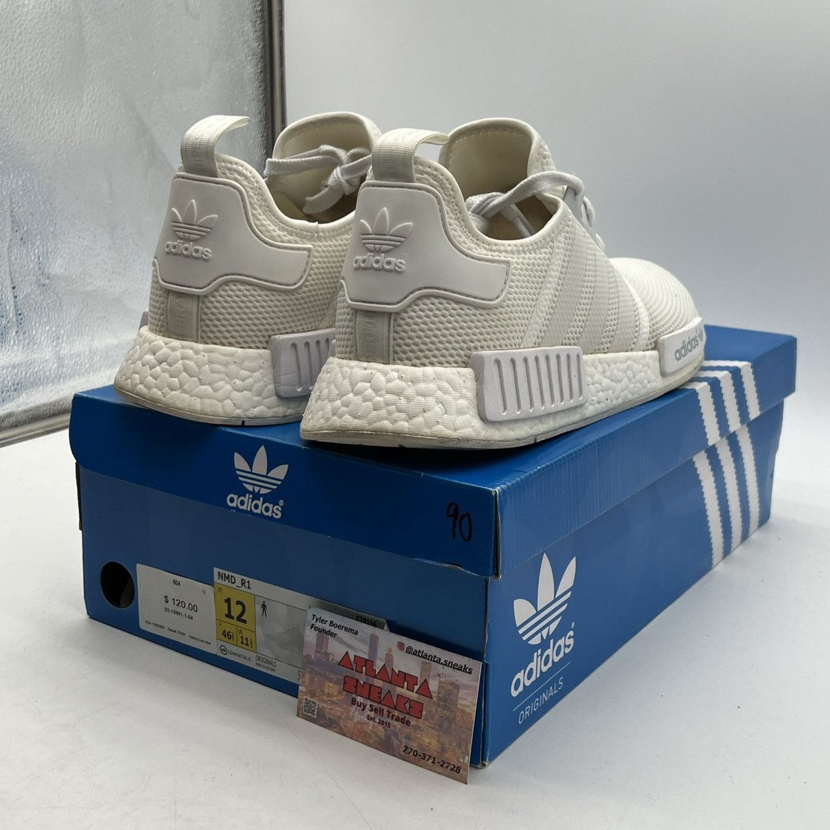 Adidas NMD_R1 all white Size US 12 / EU 45 - 5 Thumbnail