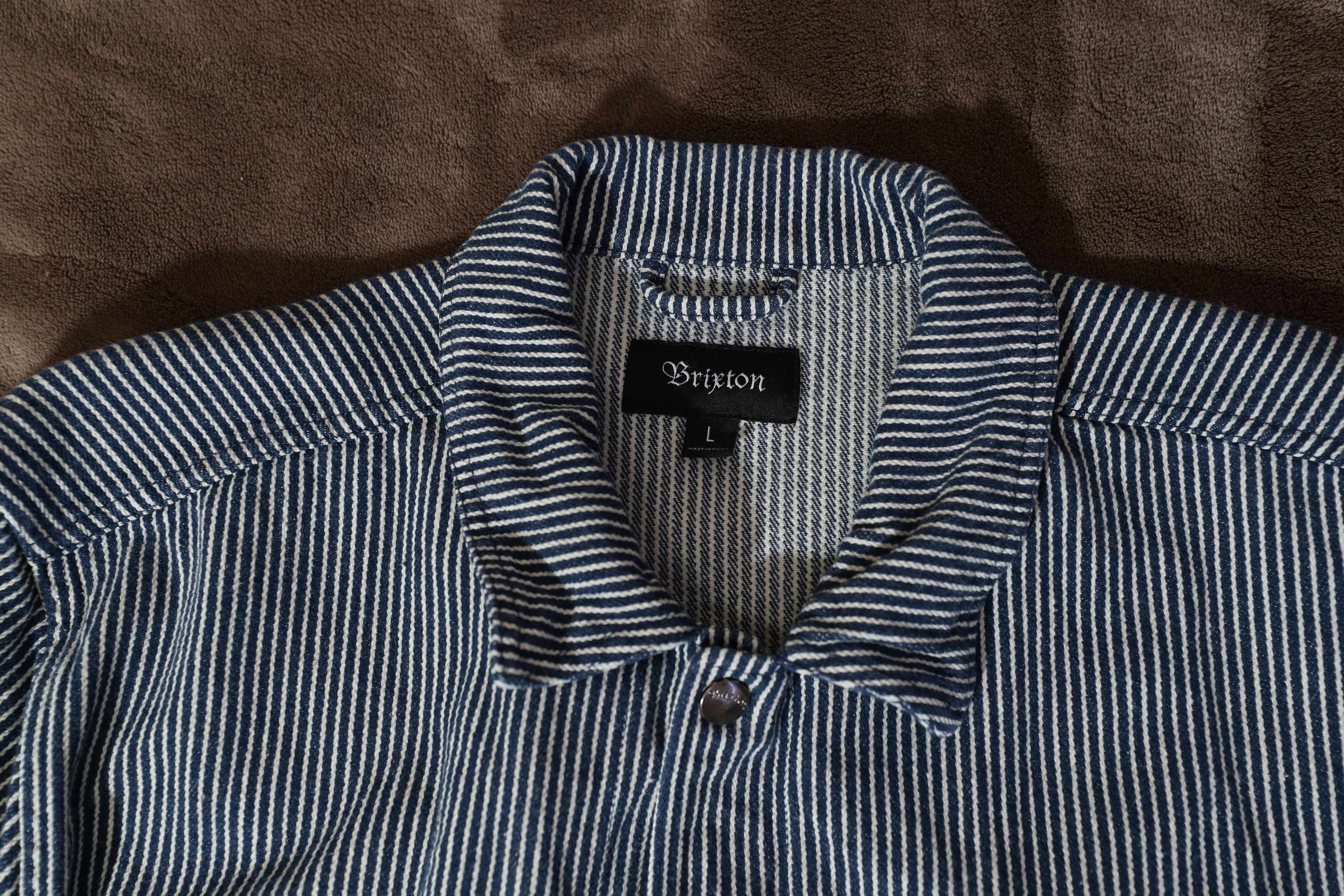 Brixton Brixton Striped Long Sleeve Overshirt (L) Size US L / EU 52-54 / 3 - 11 Thumbnail