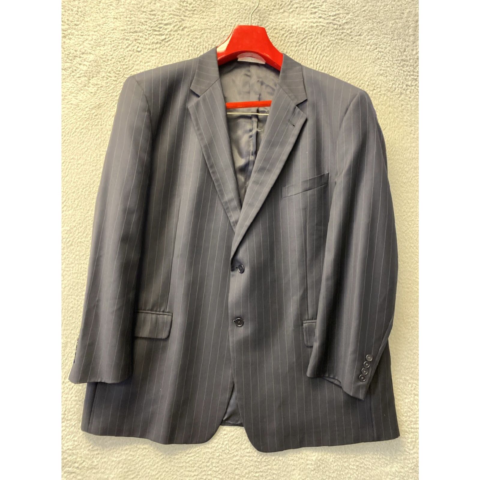 Joseph Abboud Joseph Abboud Navy Blue Pinstripe Suit 2 Piece 48R Regular Fit Mens Size 48R - 2 Thumbnail