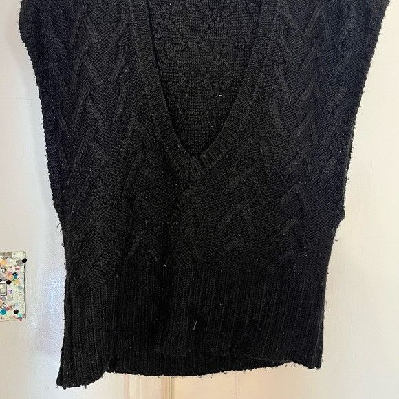 Other KAROO MARK EISEN Black Knitted Sweater V Neck Vest Size L / US 10 / IT 46 - 2 Thumbnail