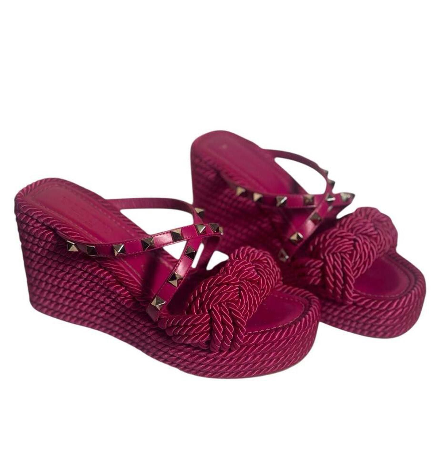Valentino Valentino Garavani Rockstud Torchon Espadrille Wedge Sandals Size US 5.5 / IT 35.5 - 4 Thumbnail