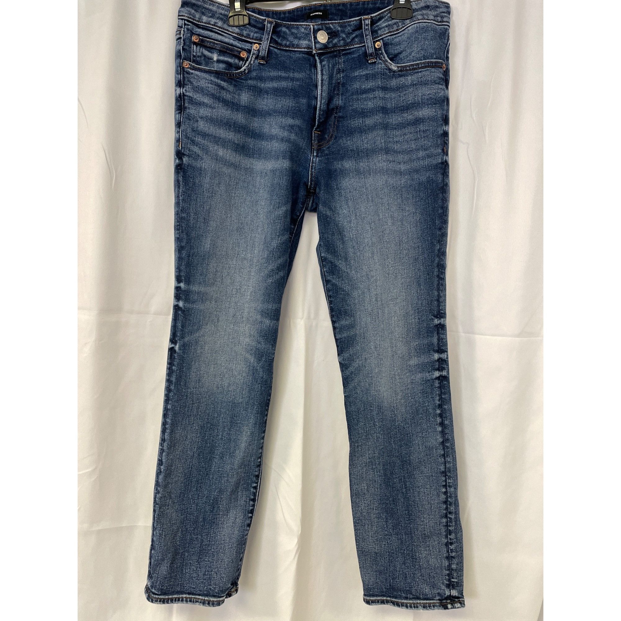 Express Express Mens Blue wash Jeans Slim fit Stretch Size 32 x 30 S Size US 32 / EU 48 - 1 Thumbnail