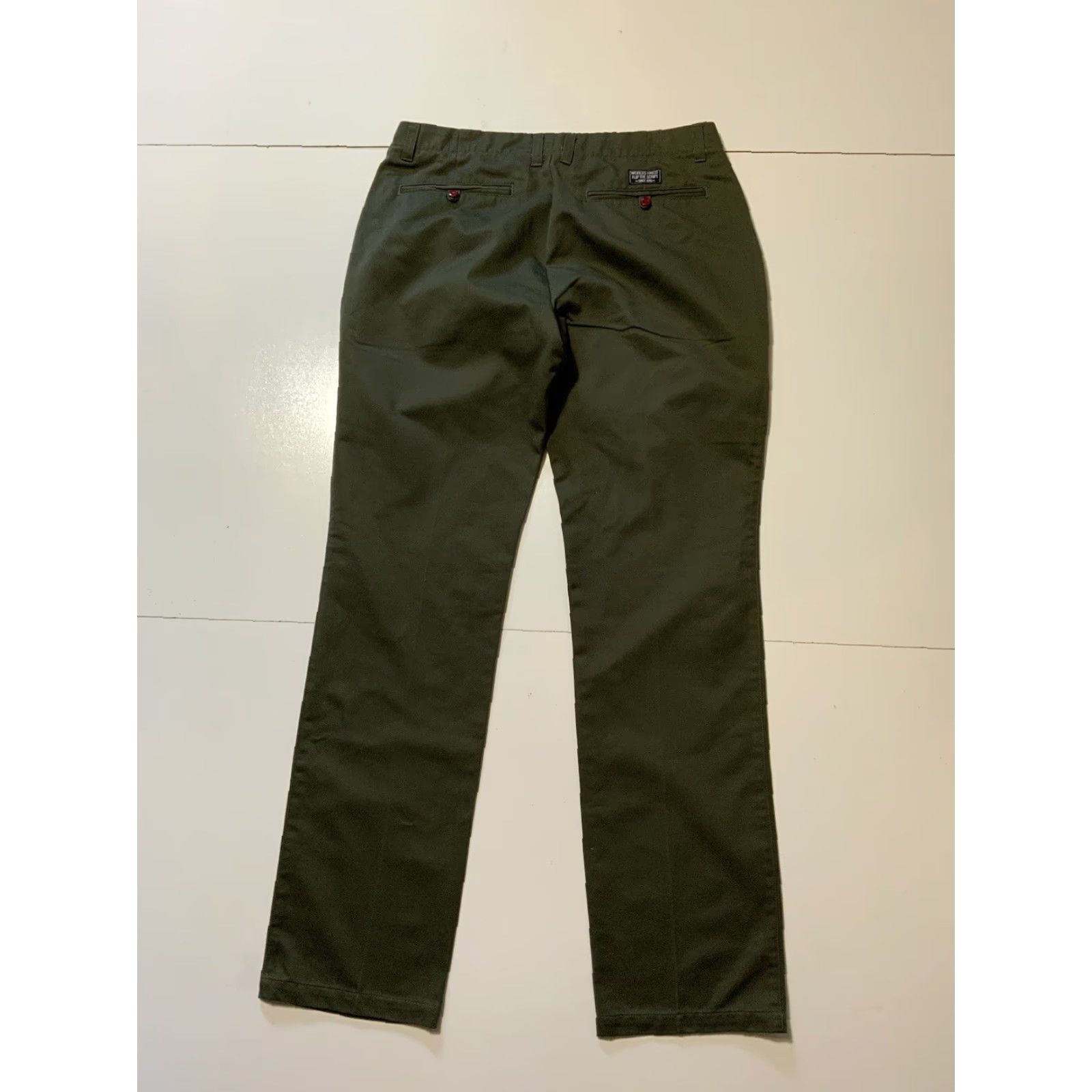 Olive VINTAGE Flip The Script Japan Olive Green Japanese Chino Flat Front Skateboard Pants LG Mens Flat Front Chino 32x32 Green Size US 33 - 2 Thumbnail