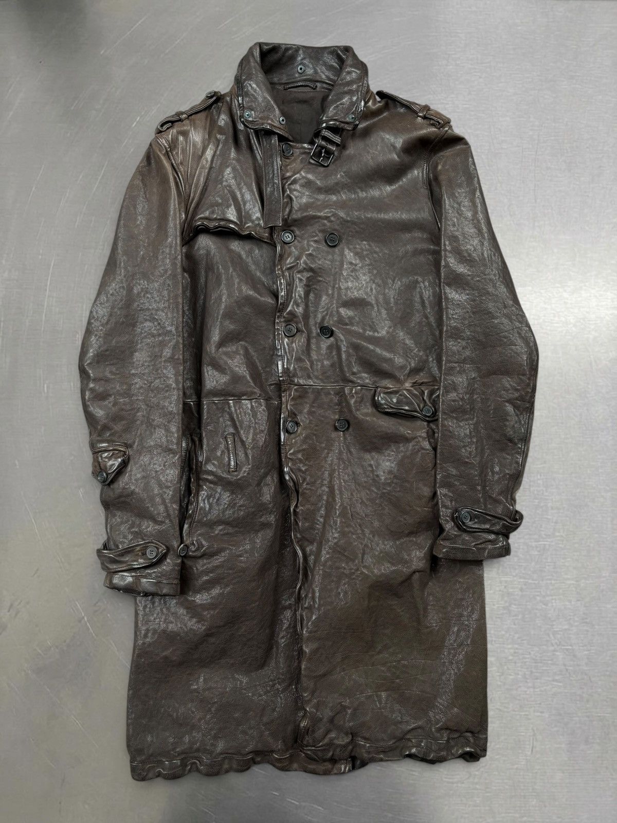 Neil Barrett Neil Barrett leather trench coat in dark brown Size US M / EU 48-50 / 2 - 1 Thumbnail