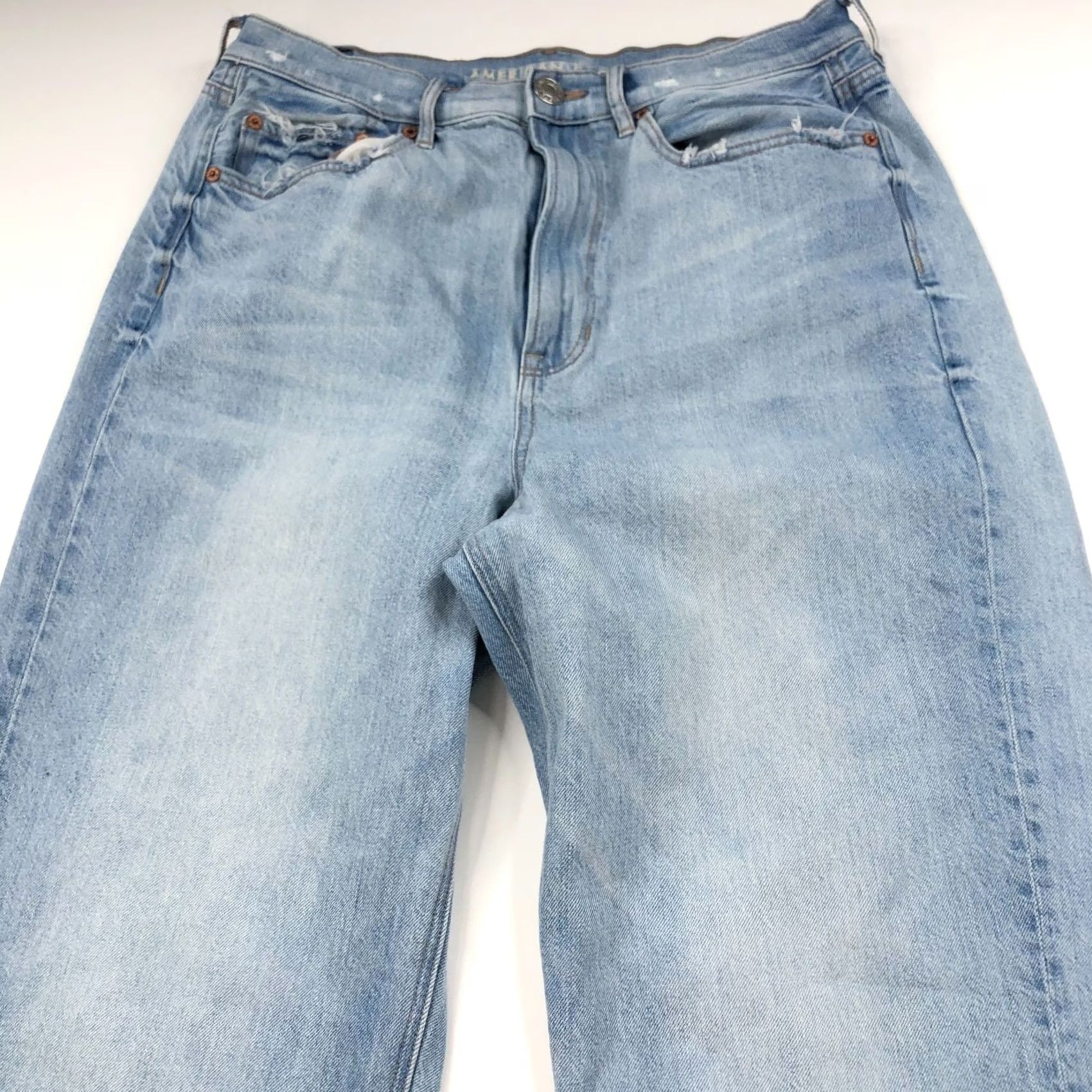 American Eagle Outfitters VINTAGE American Eagle Baggy Jean 12 Short Denim High Rise Distressed 30W 28L Womens Jeans Size 34" / US 12 / IT 48 - 4 Thumbnail