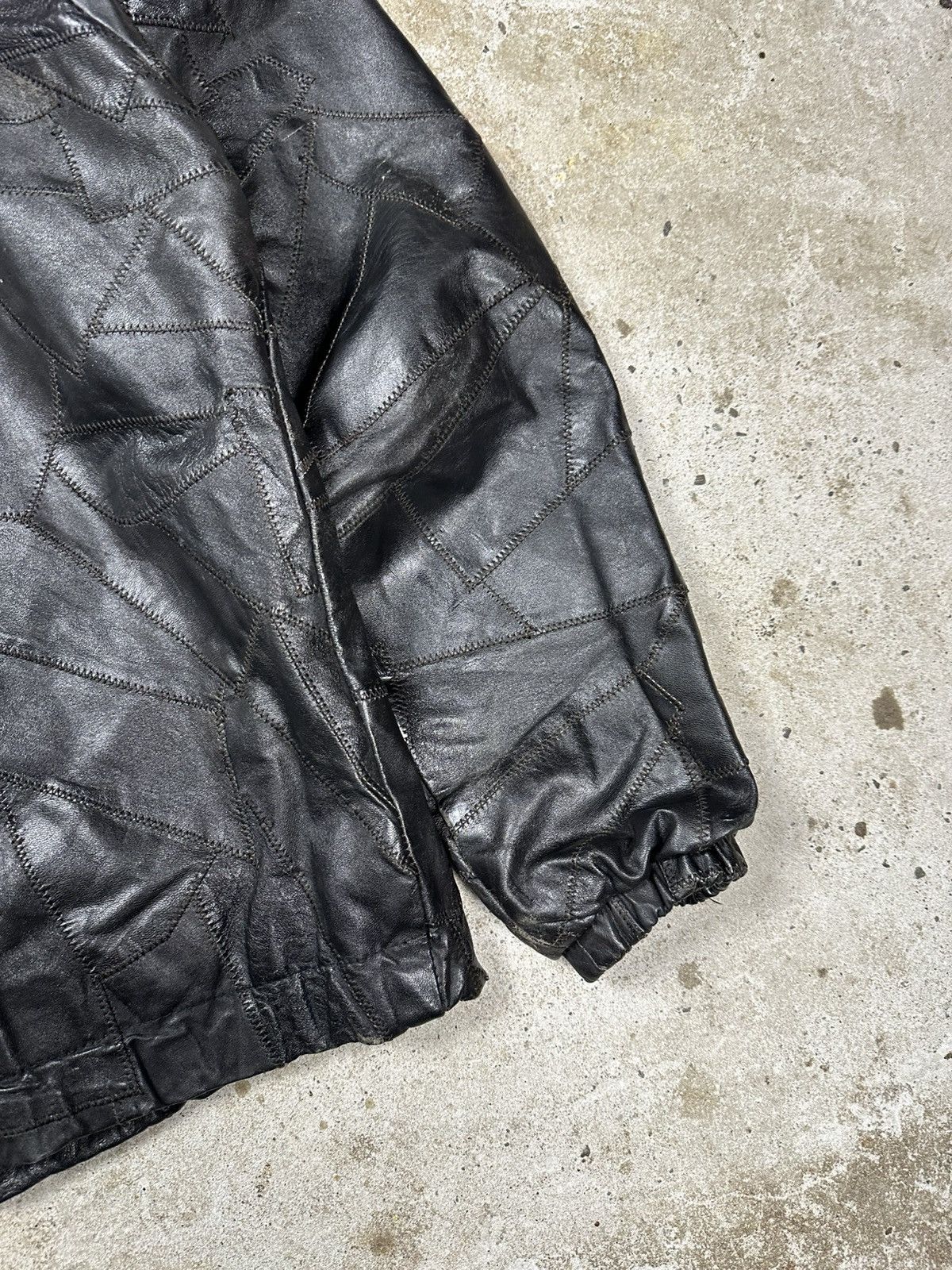 Vintage Vintage 90s Black Patchwork Bomber Leather Jacket Size US M / EU 48-50 / 2 - 12 Thumbnail