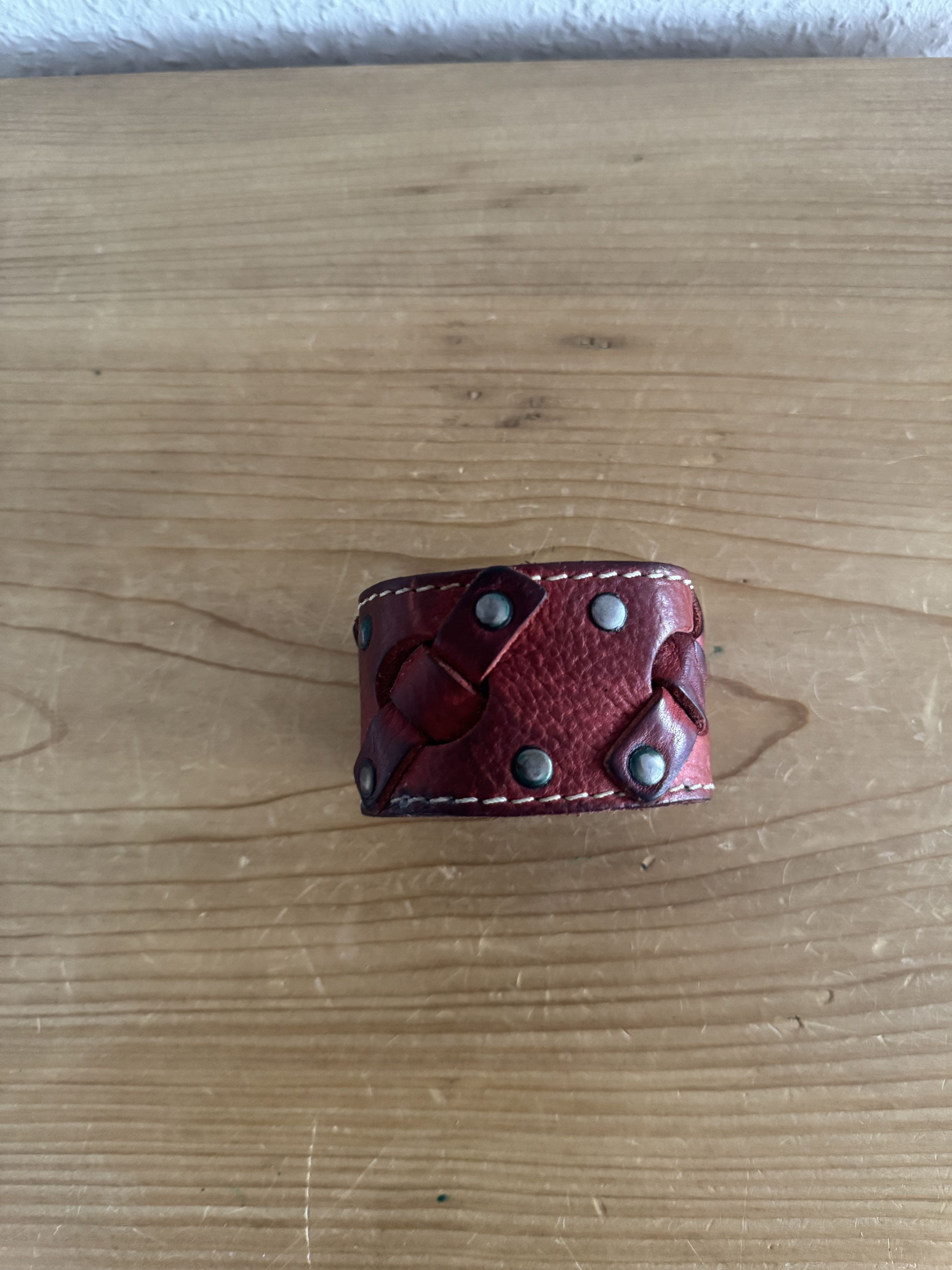 Dsquared2 Red Leather Studded Cuff Bracelet Size ONE SIZE - 1 Thumbnail