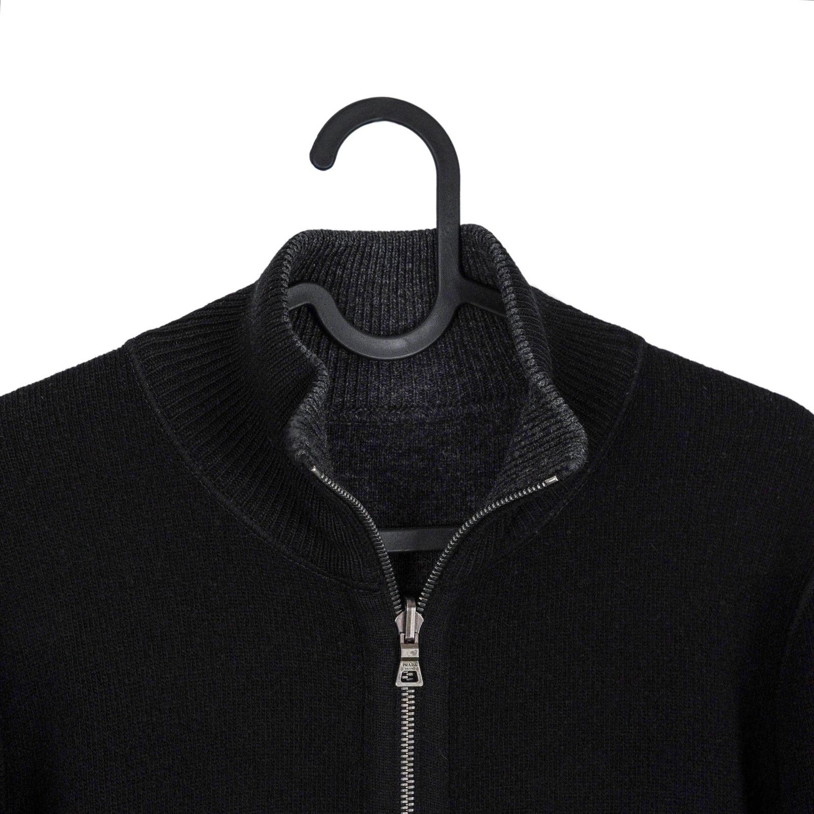 Prada Prada Milano Black Gray Wool Knit Reverse Double Zip Sweater Size US M / EU 48-50 / 2 - 4 Thumbnail