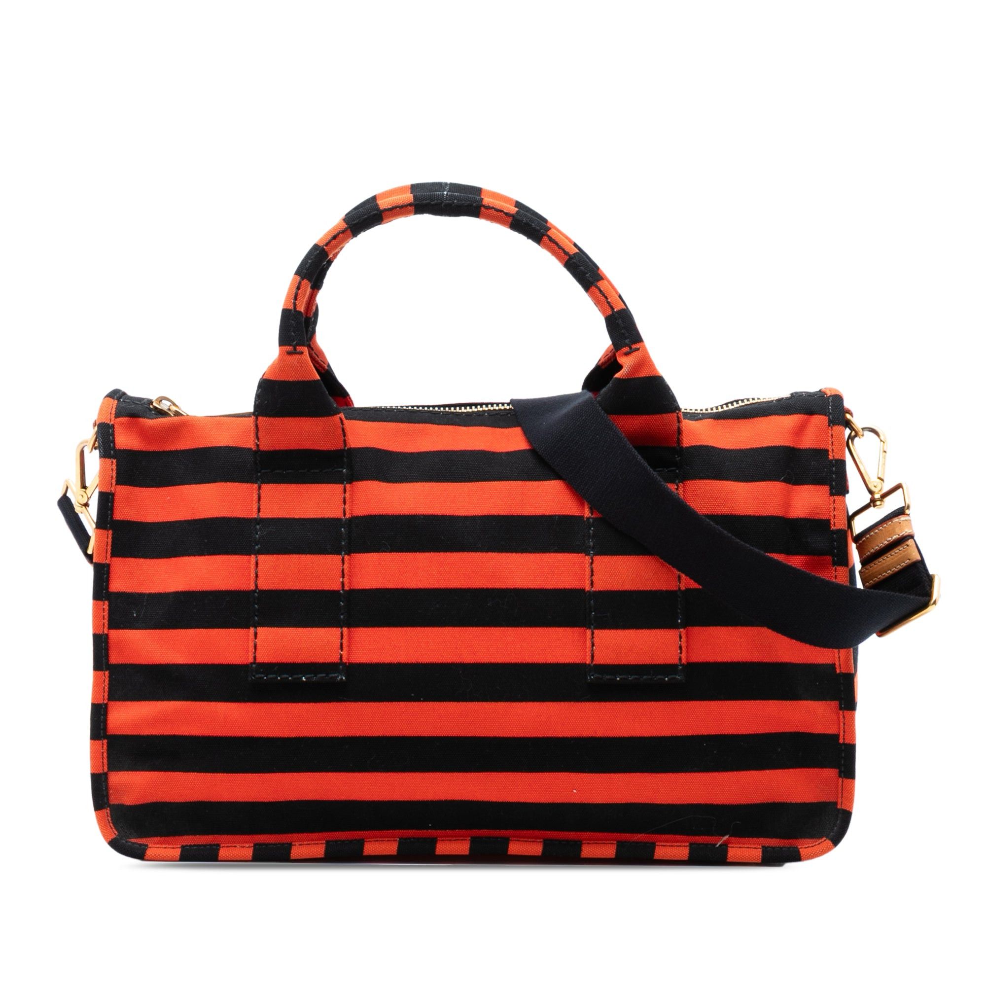 Prada Large Canvas Canapa Righe Striped Satchel Size ONE SIZE - 1 Thumbnail