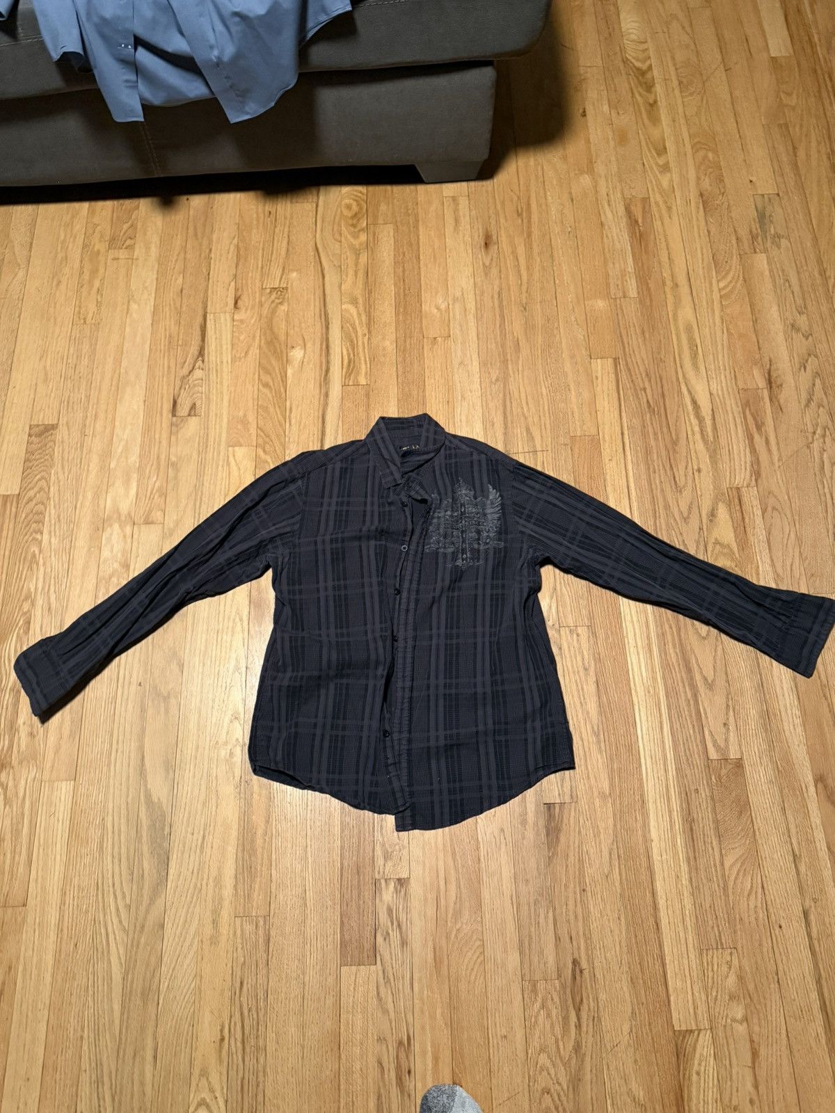 Helix Helix Black Plaid Button Up Born Free Graphic fleur de lis Size US XL / EU 56 / 4 - 1 Thumbnail