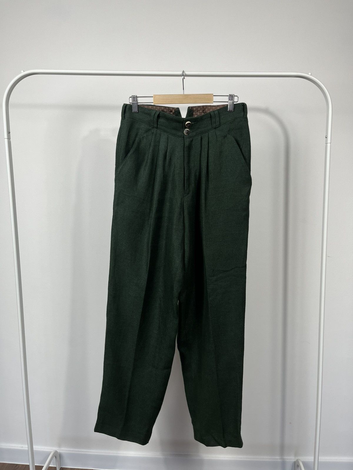 Vintage Amann Austria Green Linen Trousers High Waist Tyrolean Pants Size US 30 / EU 46 - 8 Thumbnail