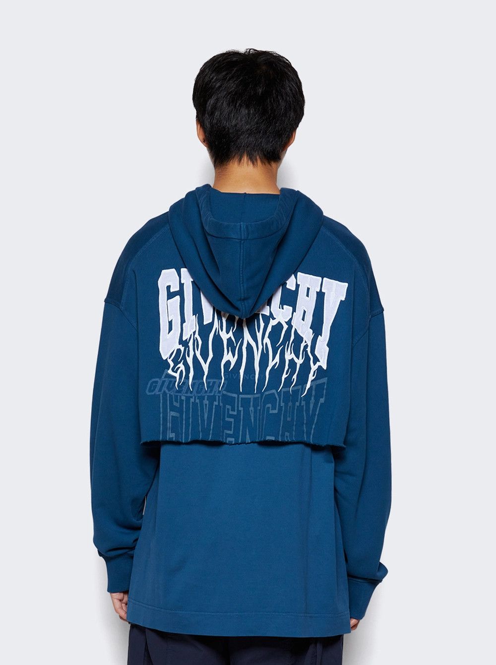 Givenchy Blue Embroidered Multi Logo Oversized Layered Hoodie Size US S / EU 44-46 / 1 - 5 Thumbnail