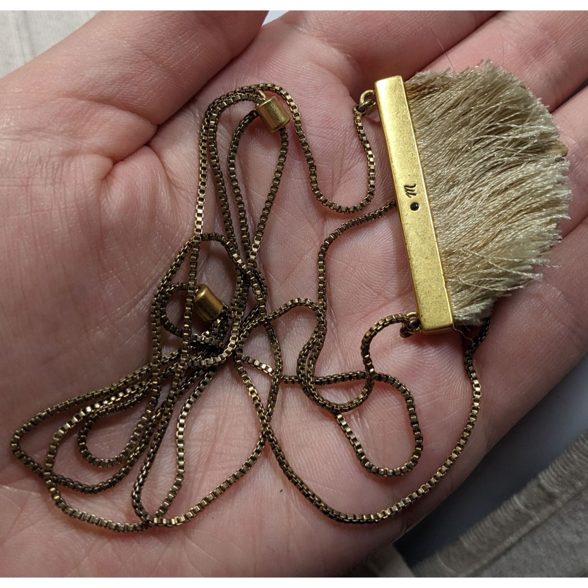 Madewell Madewell Dreamkeeper Cream And Gold Tone Fringe Pendant Neck Size ONE SIZE - 4 Thumbnail