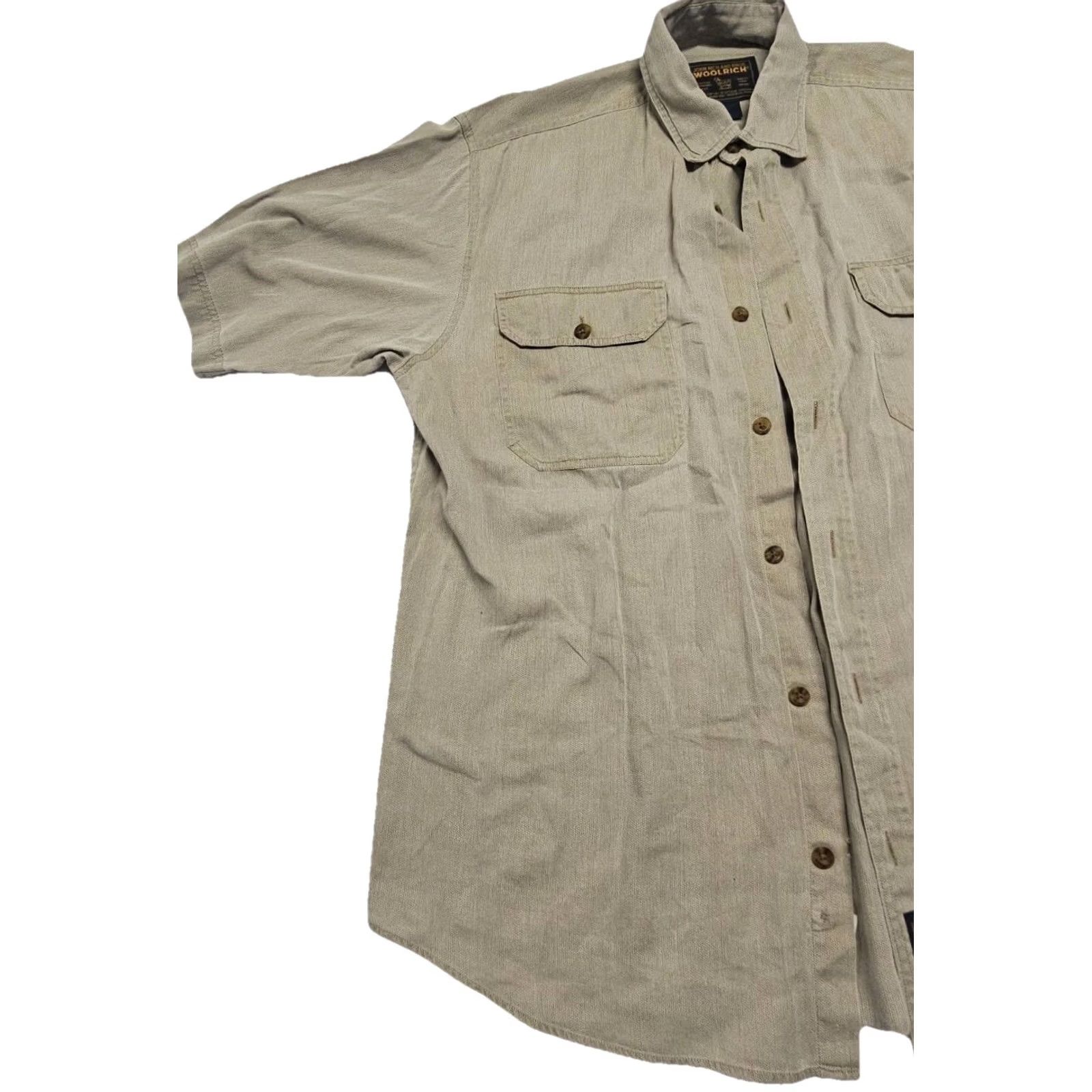 Vintage Woolrich Shirt Mens M Short Sleeve Button Up Outdoor Khaki Cotton Utility Size US M / EU 48-50 / 2 - 3 Thumbnail
