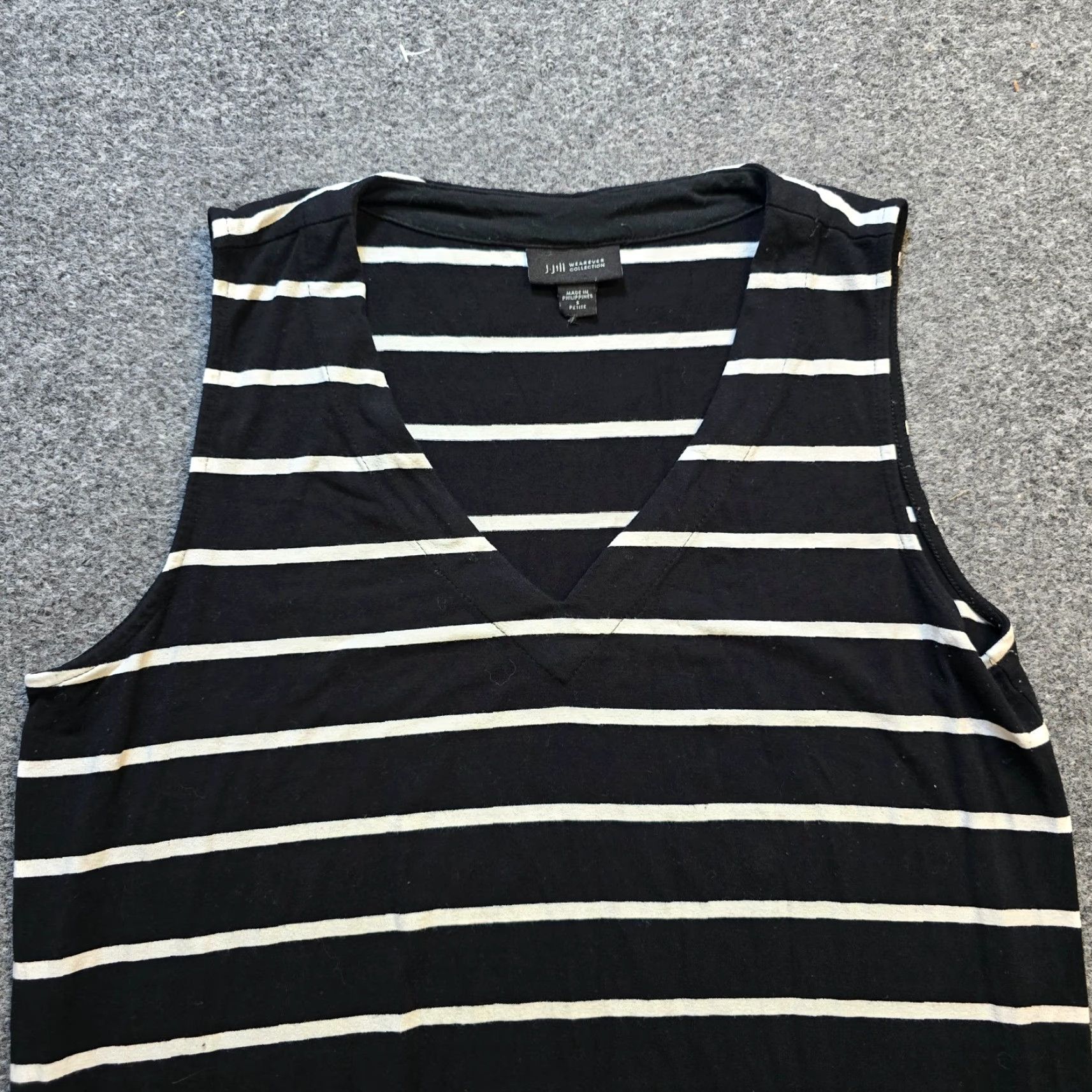 J. Jill J Jill Dress Womens Small Petite Black Striped Sheath Stretch Wearever Casual Size S / US 4 / IT 40 - 2 Thumbnail