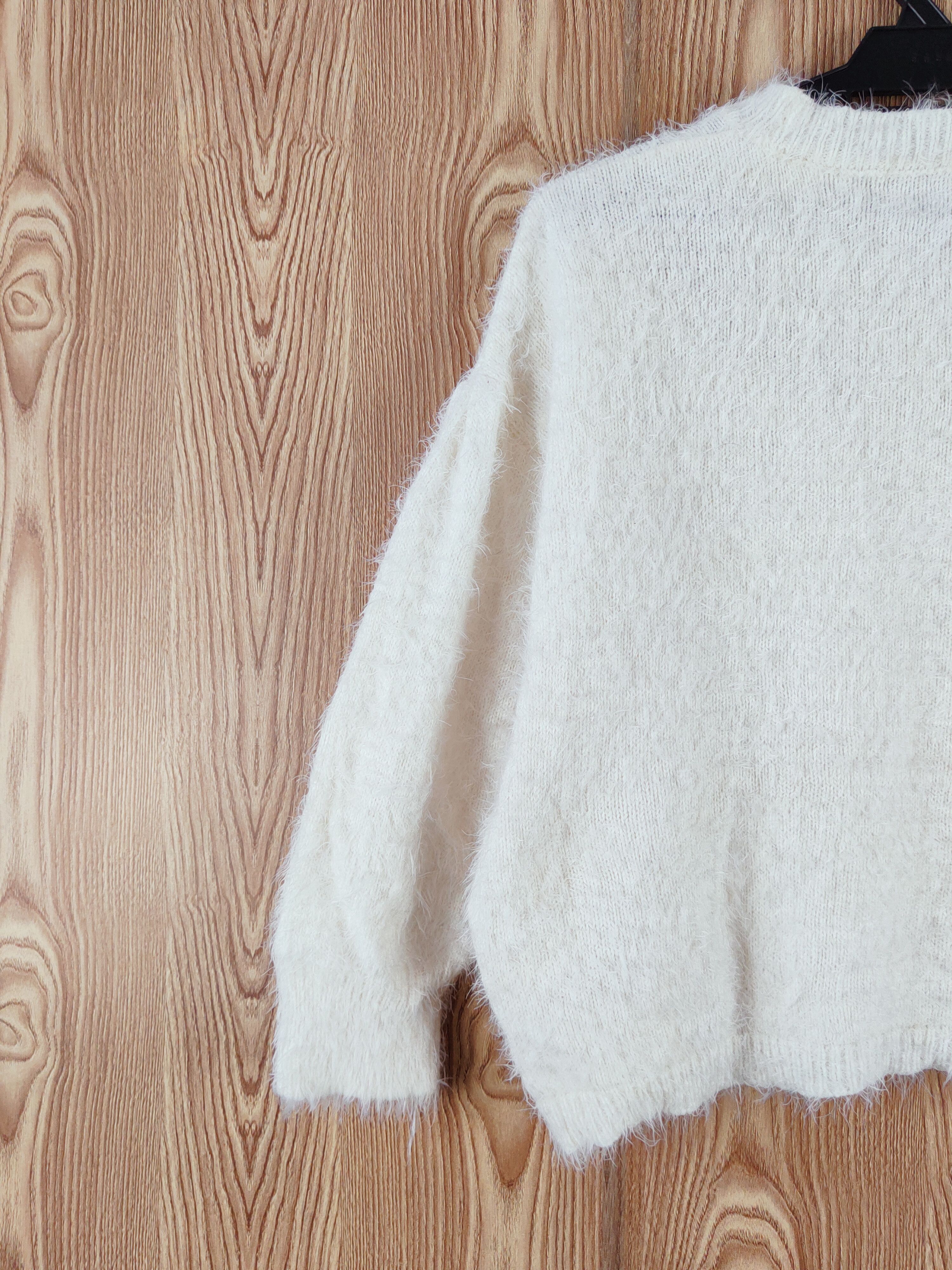 Designer × Japanese Brand × Vintage Vintage Earth Music & Ecology Cream Fur Mohair Knitwear Size L / US 10 / IT 46 - 8 Thumbnail