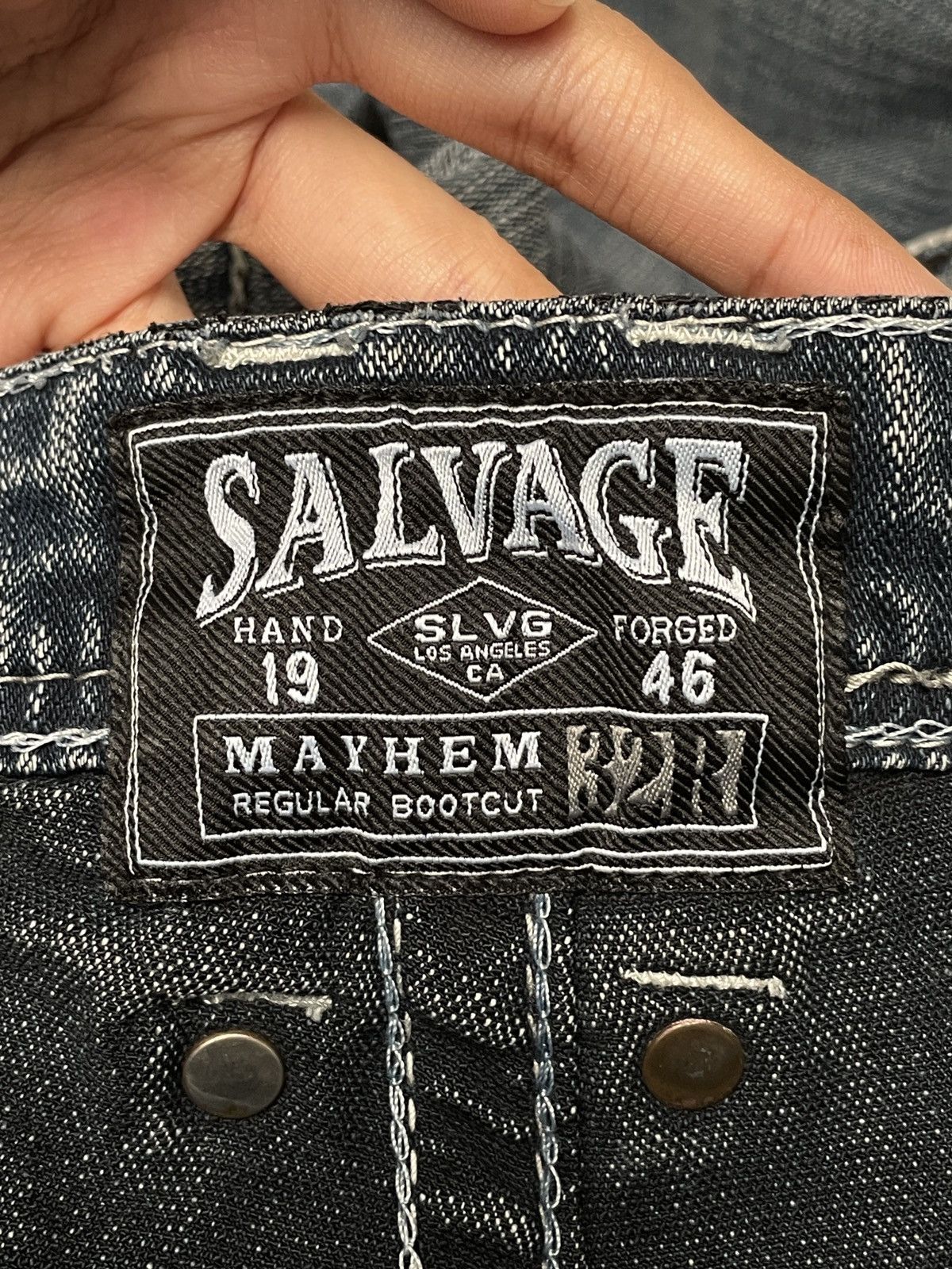 Le Grande Bleu (L.G.B.) Rare Design Vintage Brand Salvage Bootcut Flared Jeans 2000s Size US 35 - 11 Thumbnail