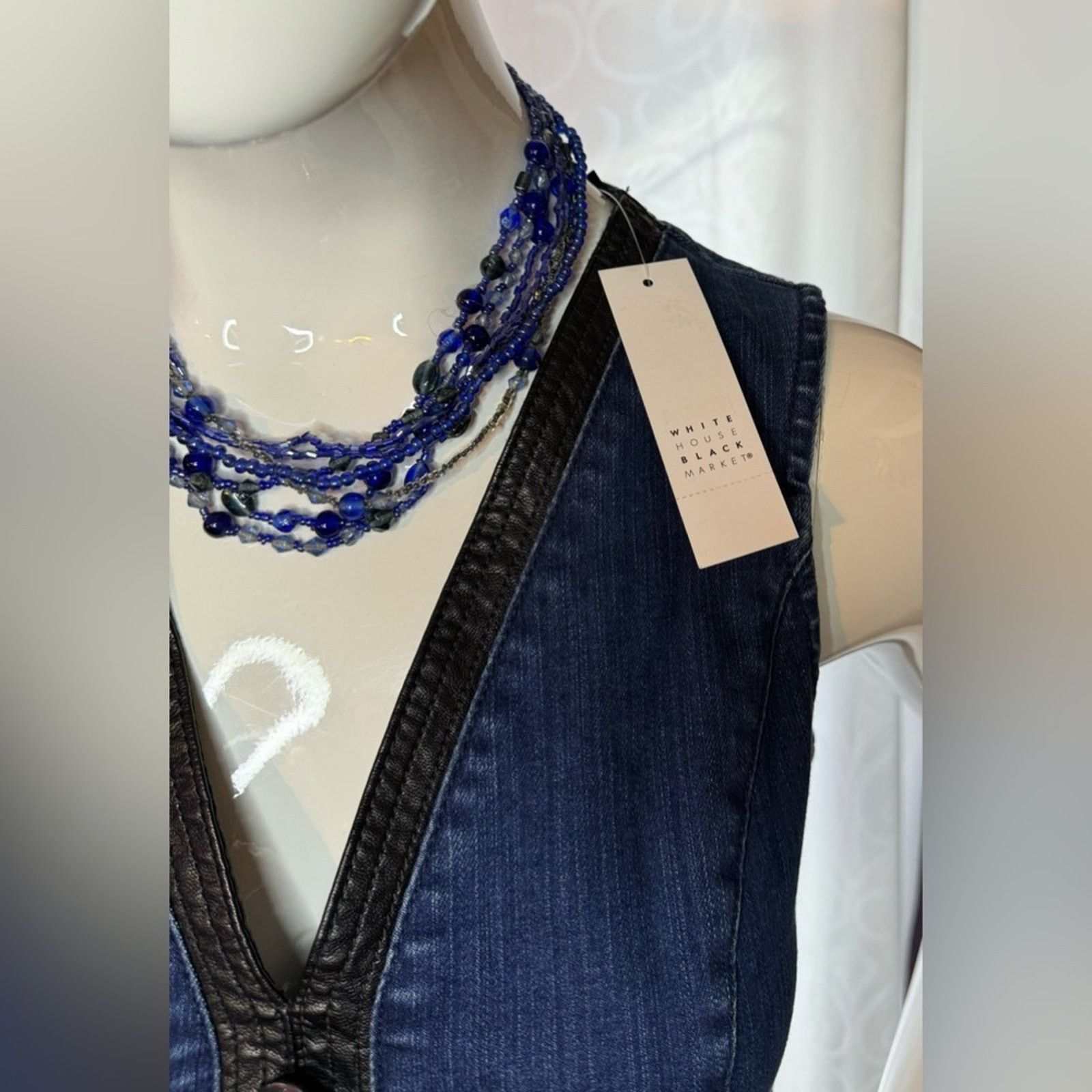 White House Black Market WHBM Denim Dress with Faux Leather Trim | Grailed