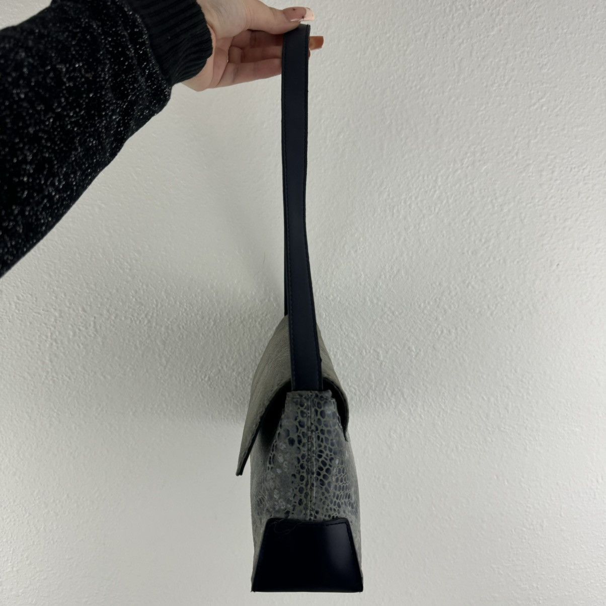 Other Vintage 90s Y2K Dusty Blue Snakeskin Print Shoulder Bag Size ONE SIZE - 5 Thumbnail