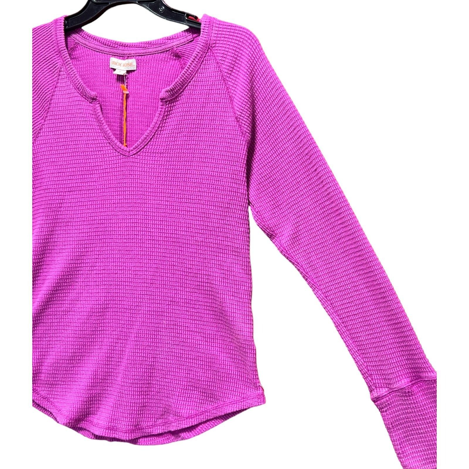 Other Knox Rose - Women's Long Sleeve Notch Neck Thermal Top - Pur Size M / US 6-8 / IT 42-44 - 14 Thumbnail