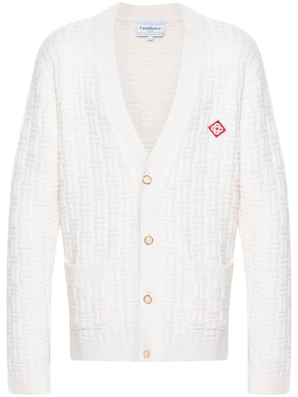 Casablanca o1mle0326 Column Stitch Cardigan in White Size US S / EU 44-46 / 1 - 1 Thumbnail