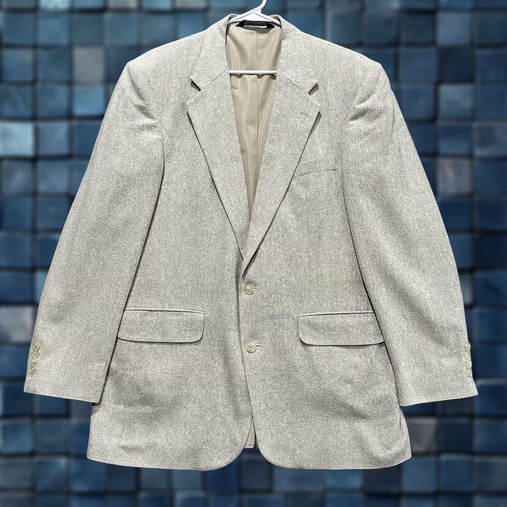 Lands' End VINTAGE Lands' End Blazer Sport Coat Mens 42L Beige Silk Stains GUC Jacket Single-Breasted Two-Button Notch 2 Piece Tailored Regular Mens Size 42R - 1 Thumbnail