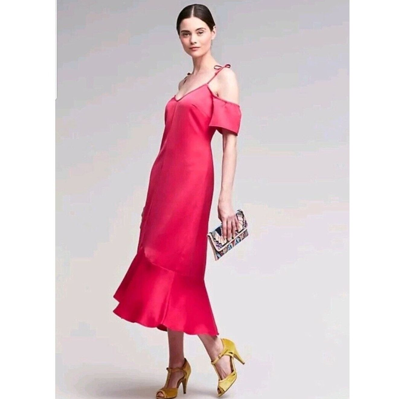 Anthropologie New Anthropologie Satin Open Shoulder Dress Seen Worn Kept Size M / US 6-8 / IT 42-44 - 1 Thumbnail