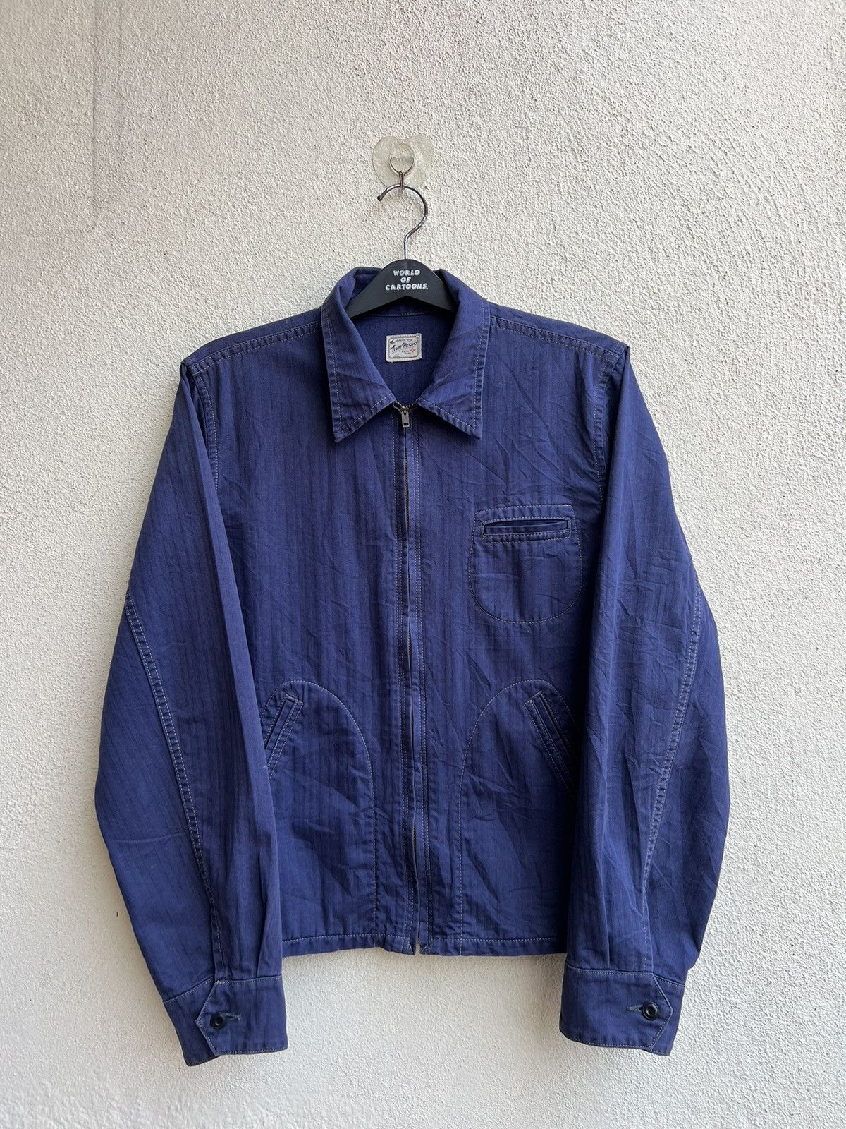 Indigo Two Moon Japan Herringbone Indigo Work Wear Jacket Size US L / EU 52-54 / 3 - 22 Thumbnail