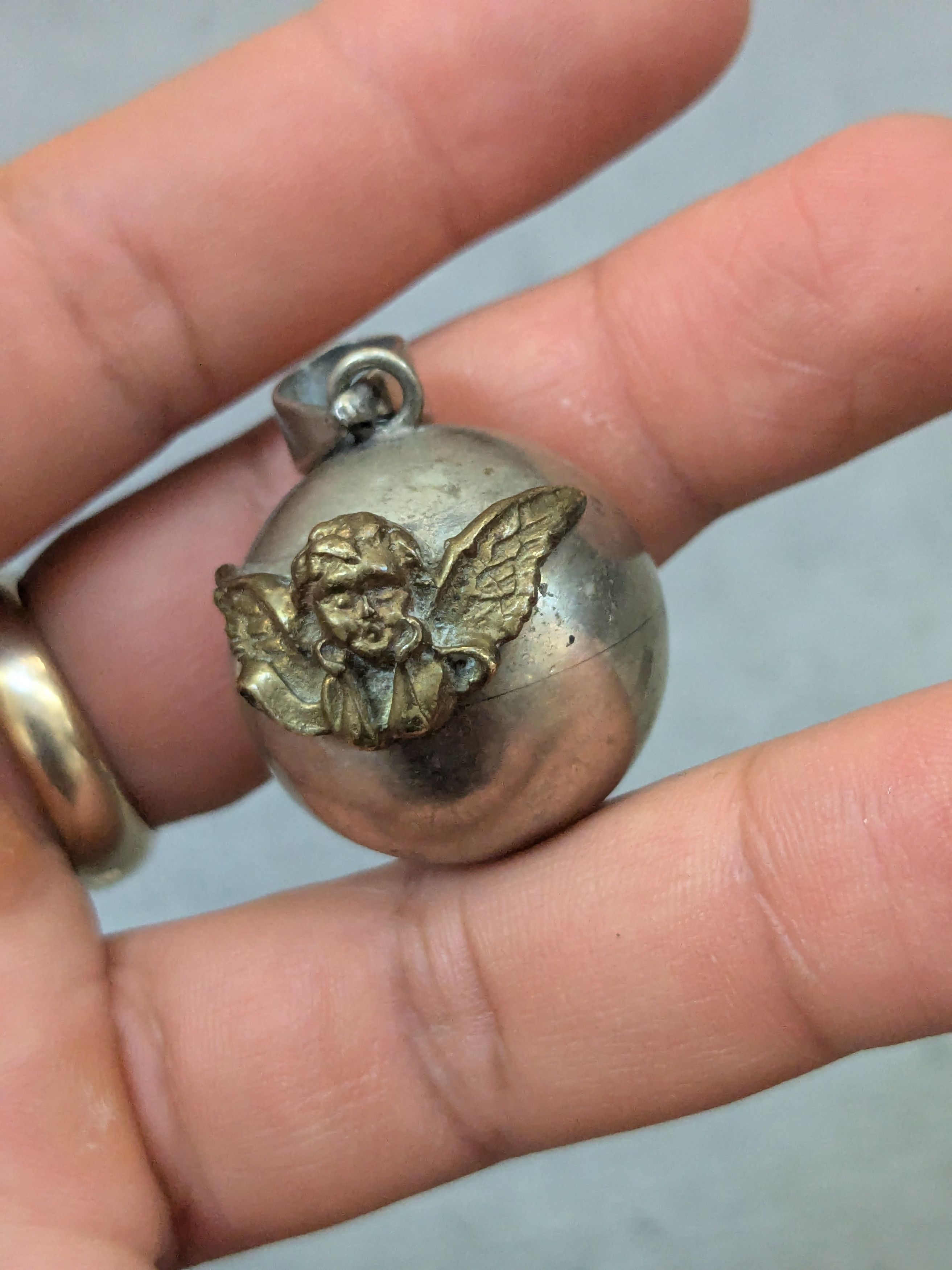 Vintage Vintage Alpaca Silver Chime Pendant Angel Sphere Bell Brass Size ONE SIZE - 9 Thumbnail