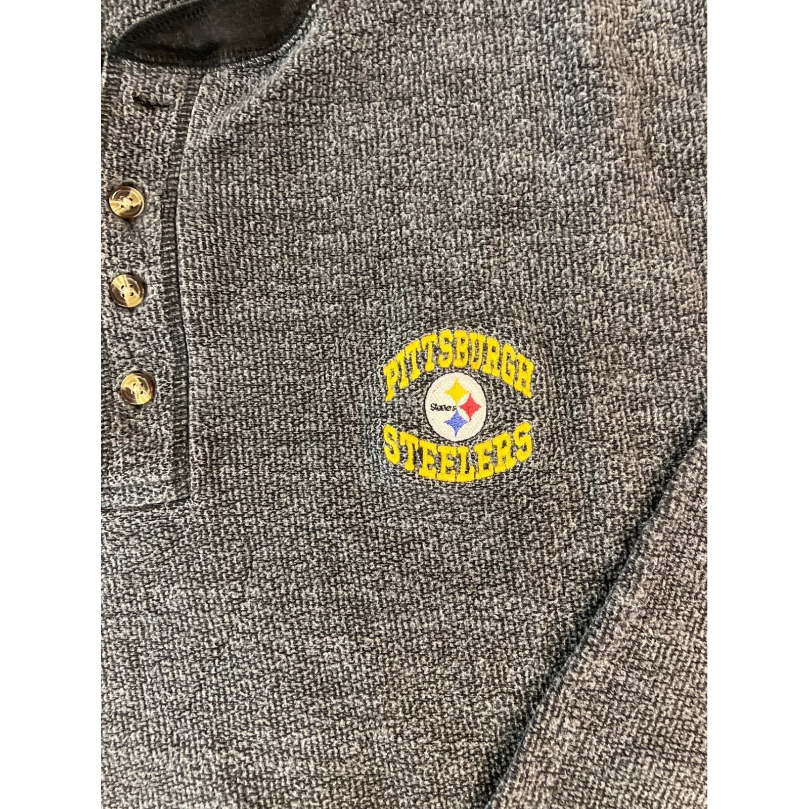 NFL × Vintage Pittsburgh Steelers The Edge Henley Shirt Mens Grey XL Size US XL / EU 56 / 4 - 3 Thumbnail