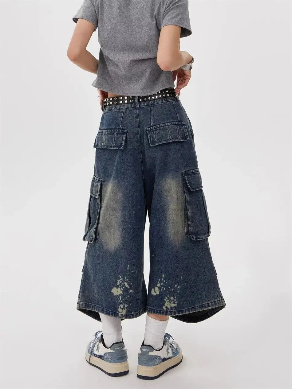 Japanese Brand Retro loose multi pocket denim shorts Size US 32 / EU 48 - 4 Thumbnail