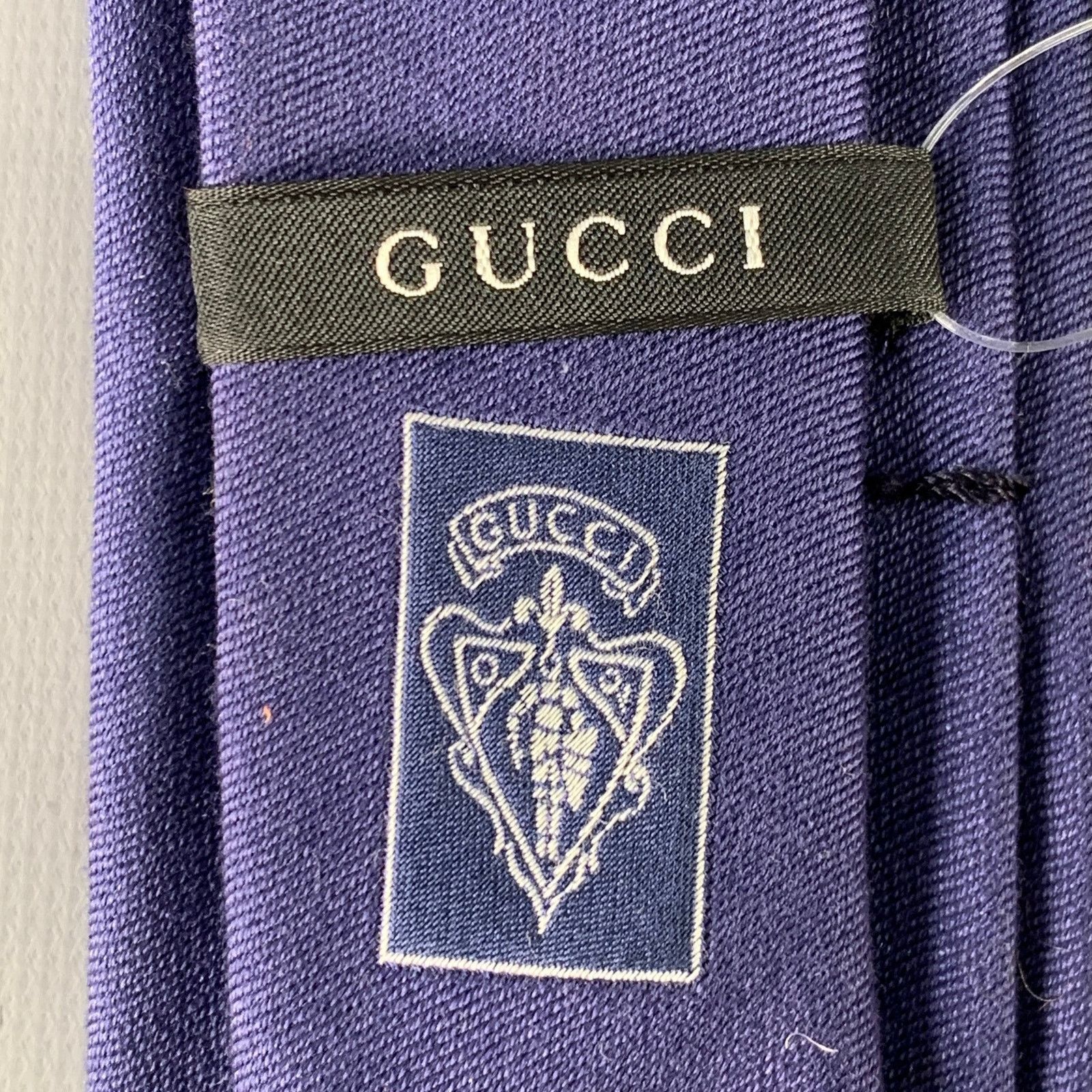 Gucci GUCCI Grey Navy Orange Stripe Skinny Silk Tie Size ONE SIZE - 4 Thumbnail