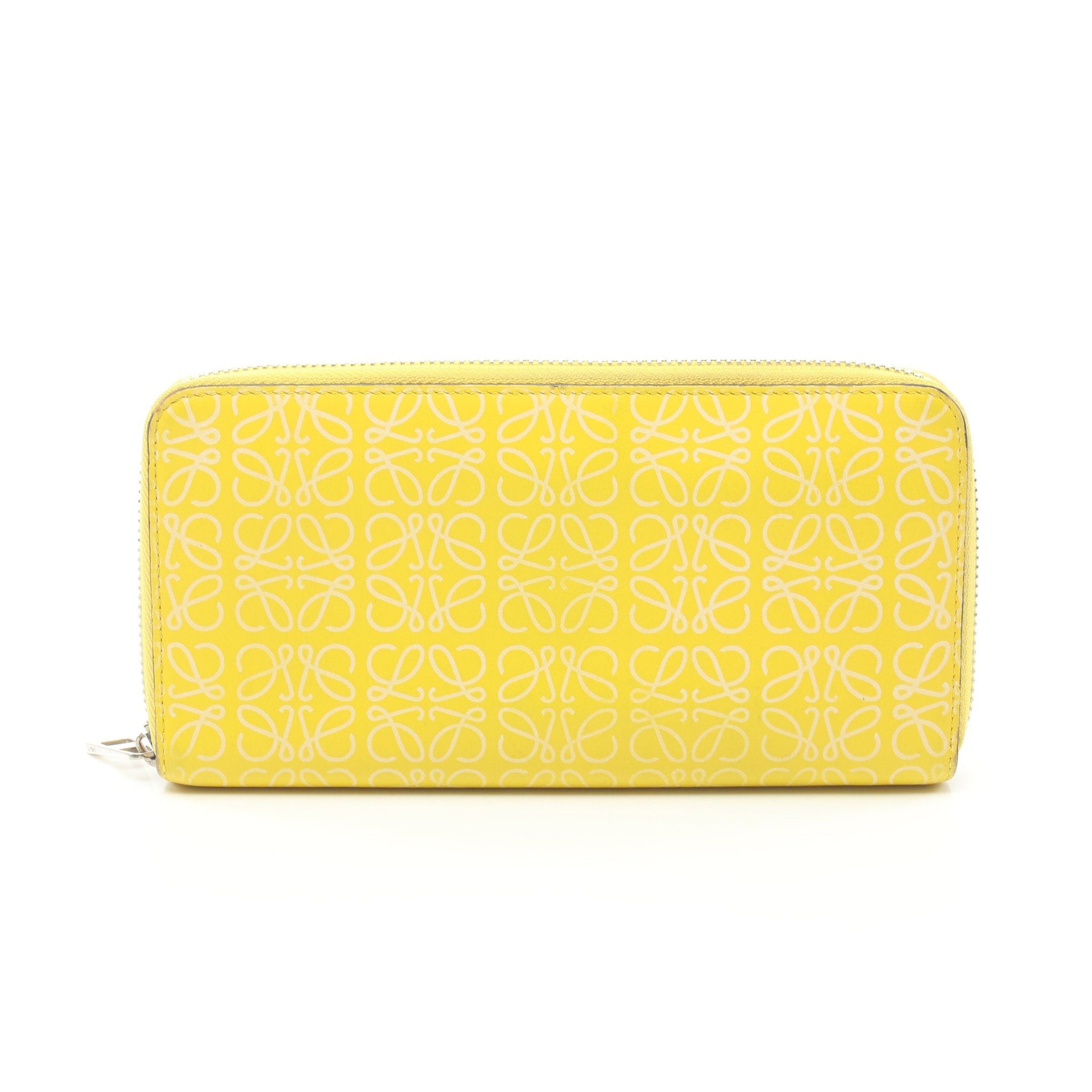 image of Loewe Anagram Round Zipper Long Wallet Leather Yellow, Women's