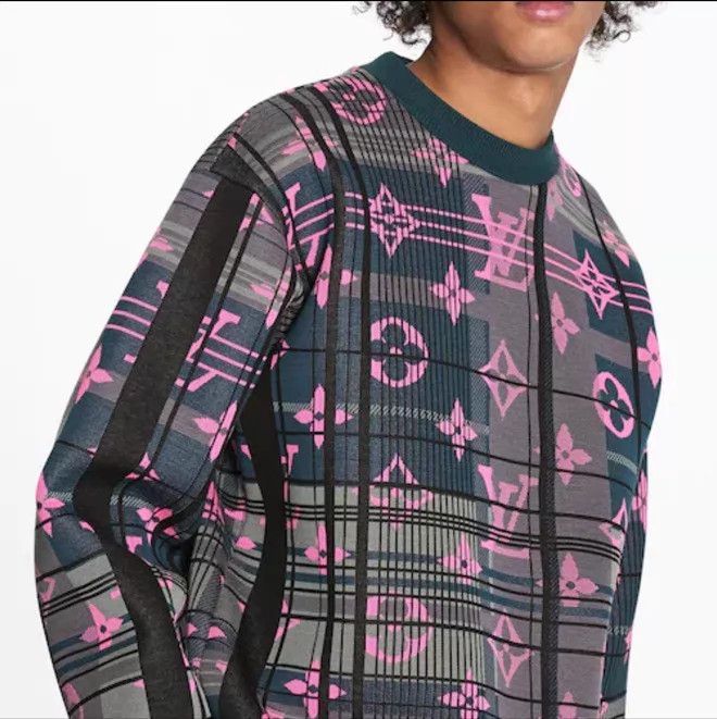 Louis Vuitton LV Neon Allover Logo DarkGreen Cotton Sweatshirt XL Size US XL / EU 56 / 4 - 6 Thumbnail