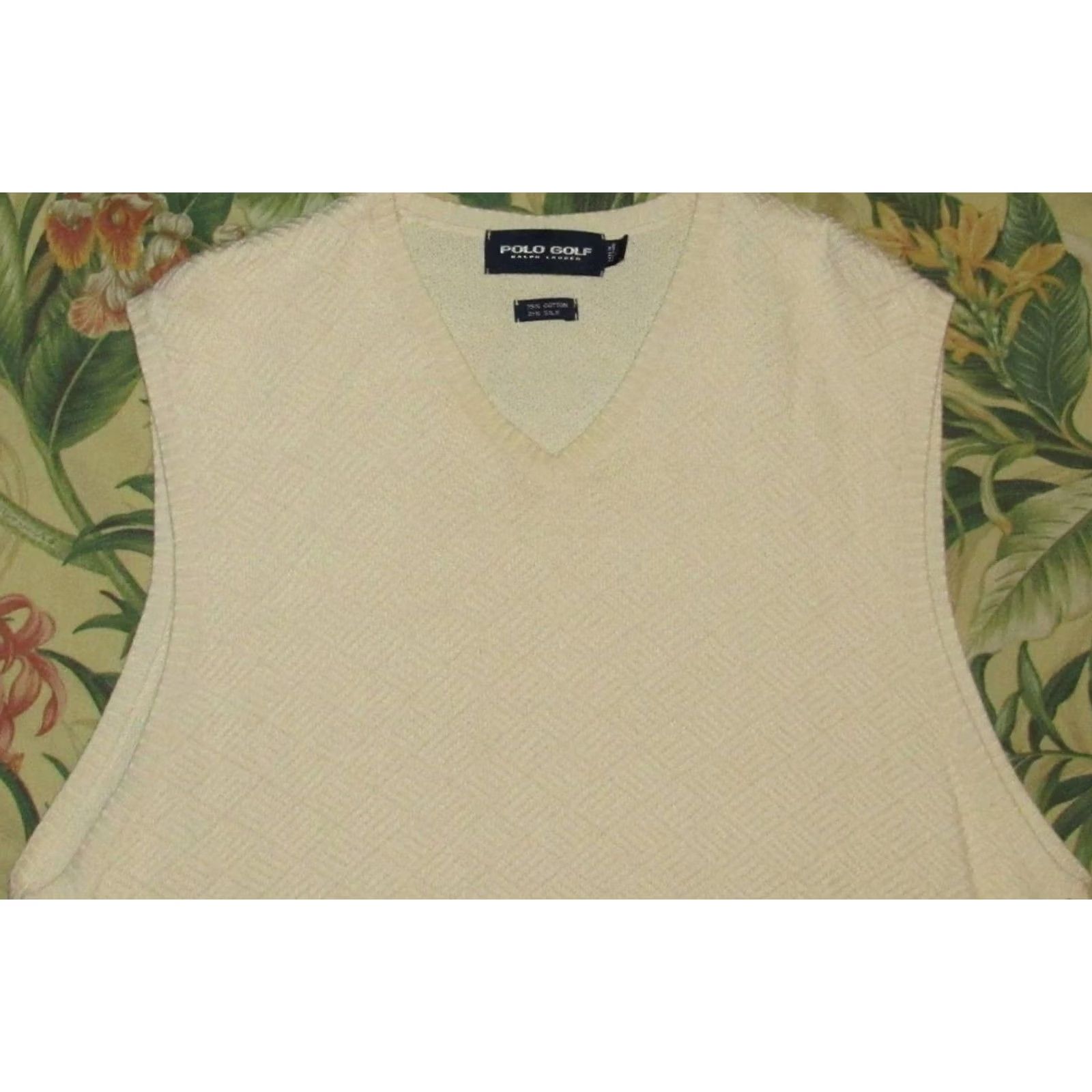 Ralph Lauren Vtg Polo RALPH LAUREN Ivory Textured Cotton Silk Sweater Vest Large Mens Size US L / EU 52-54 / 3 - 2 Thumbnail