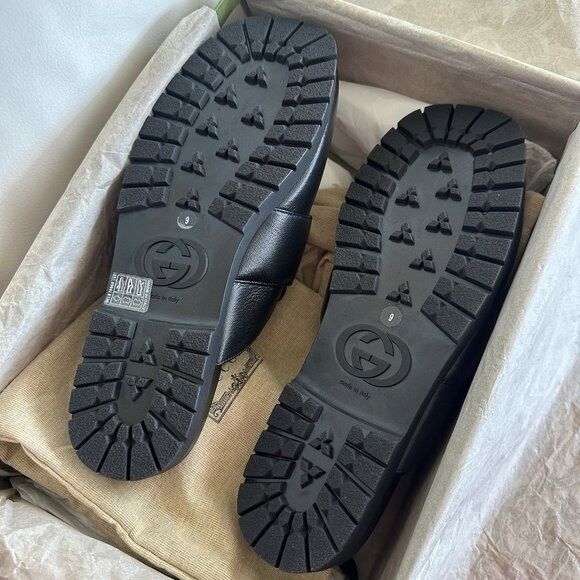 Gucci NEW GUCCI HORSEBIT MULE BLACK CHUNKY LEATHER OPEN BACK LOAFE Size US 9.5 / EU 42-43 - 6 Thumbnail