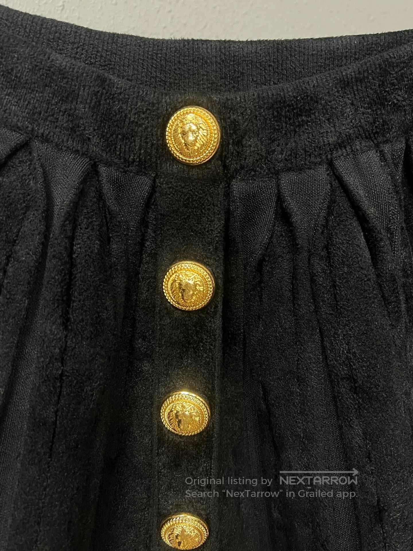 Balmain Balmain Gold Button Velvet Short Skirt. Size 35" - 3 Thumbnail